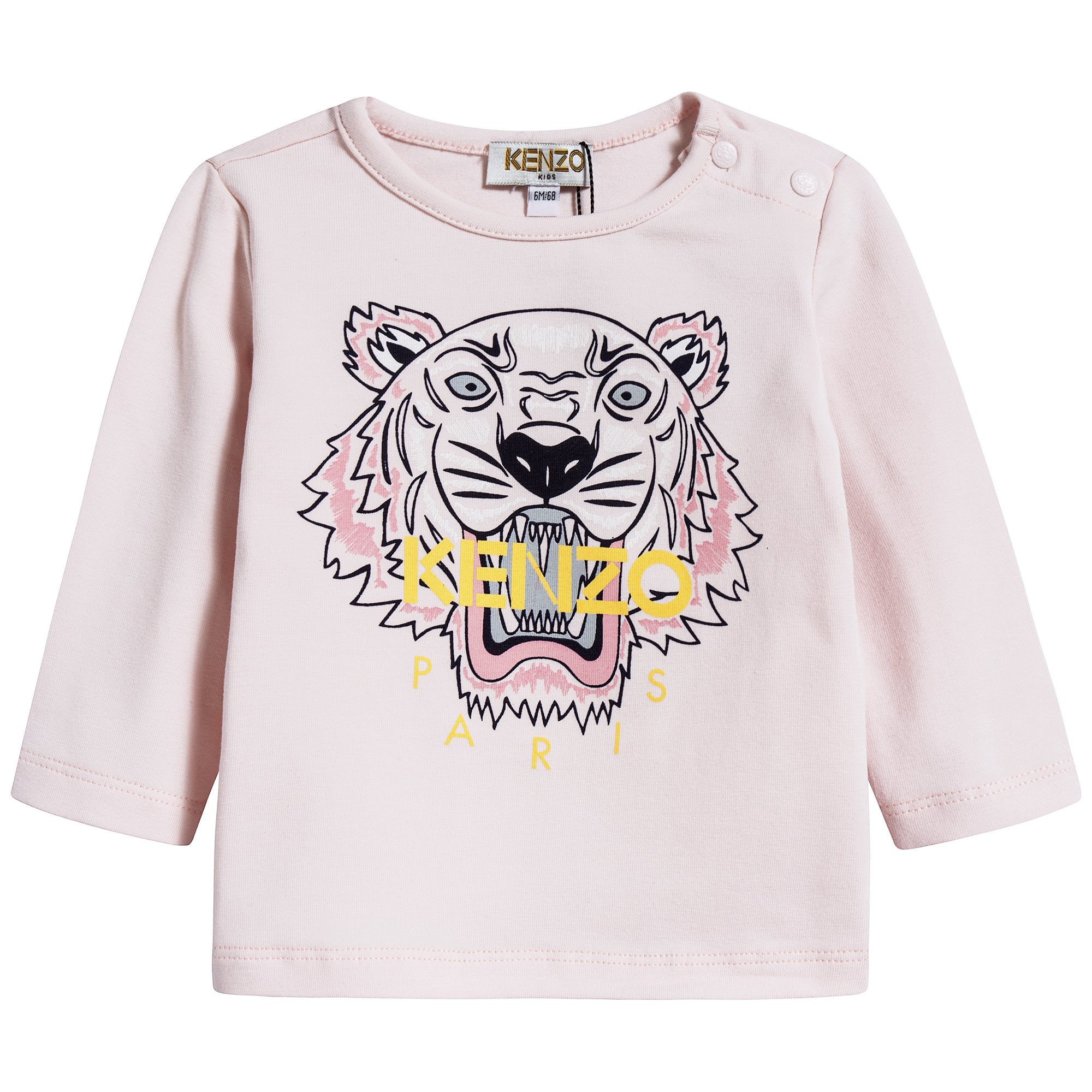 Baby Girls Light Pink Tiger Cotton T-shirt