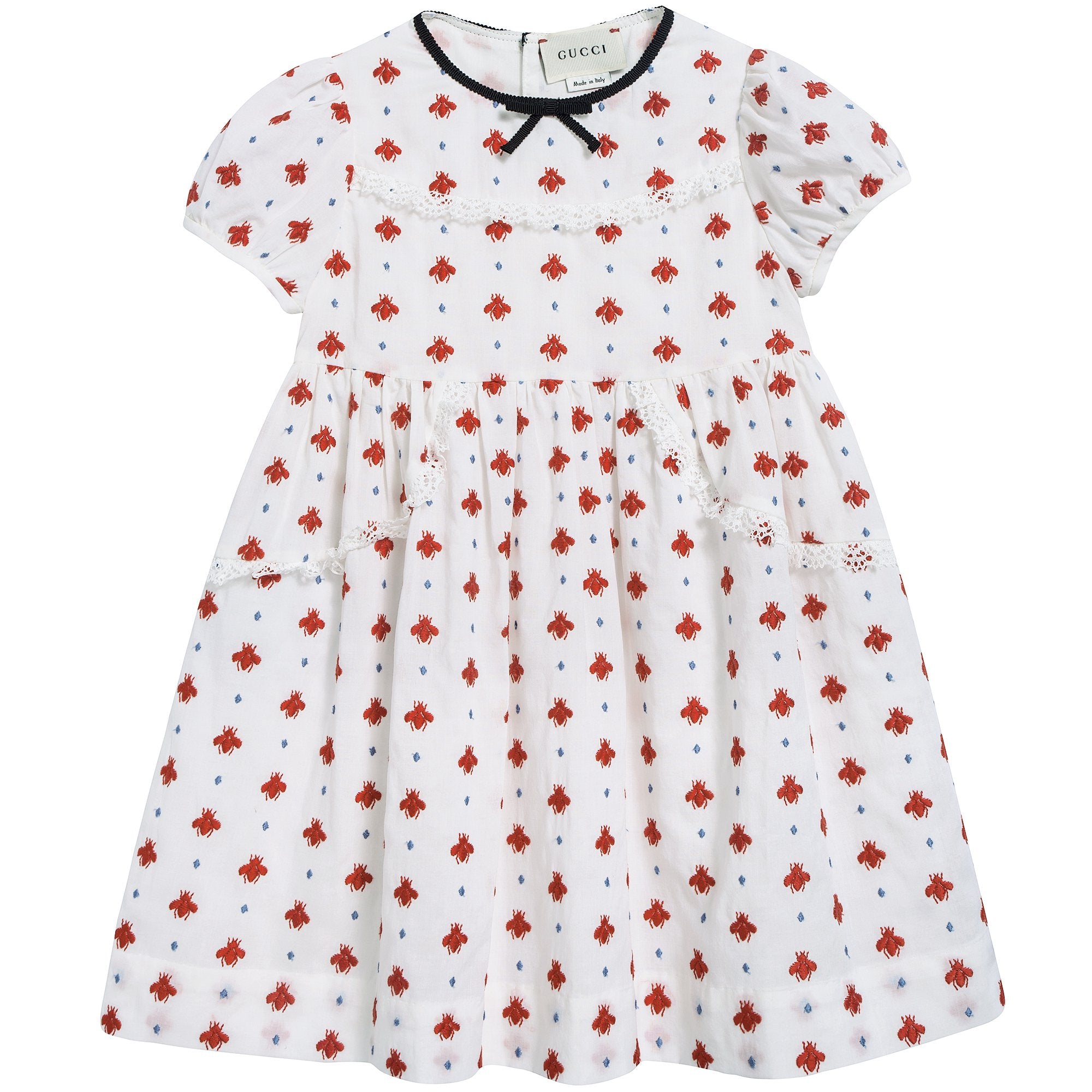 Baby Girls White Milk & Red Printed Dress