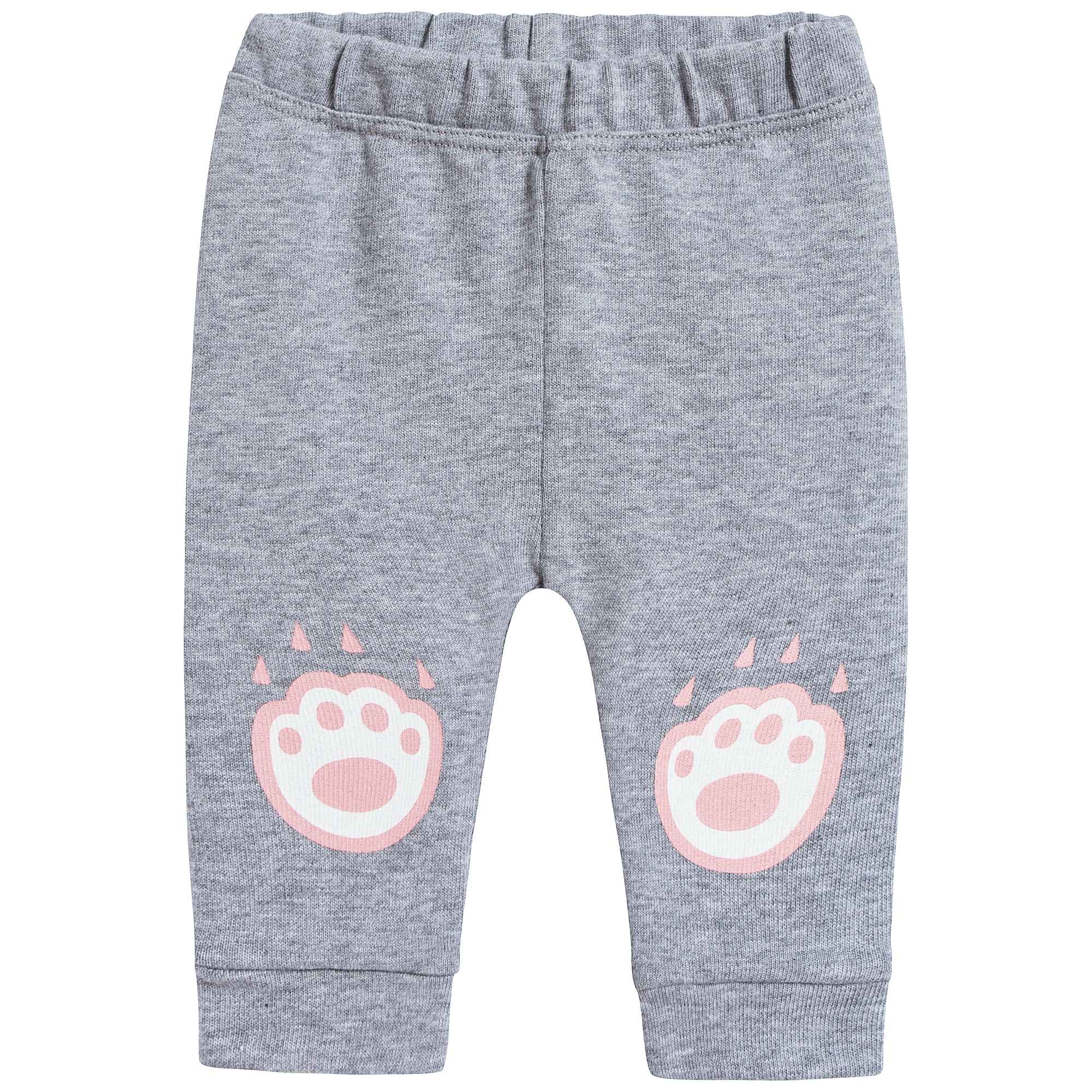Baby Girls Marl Grey Cotton Trousers