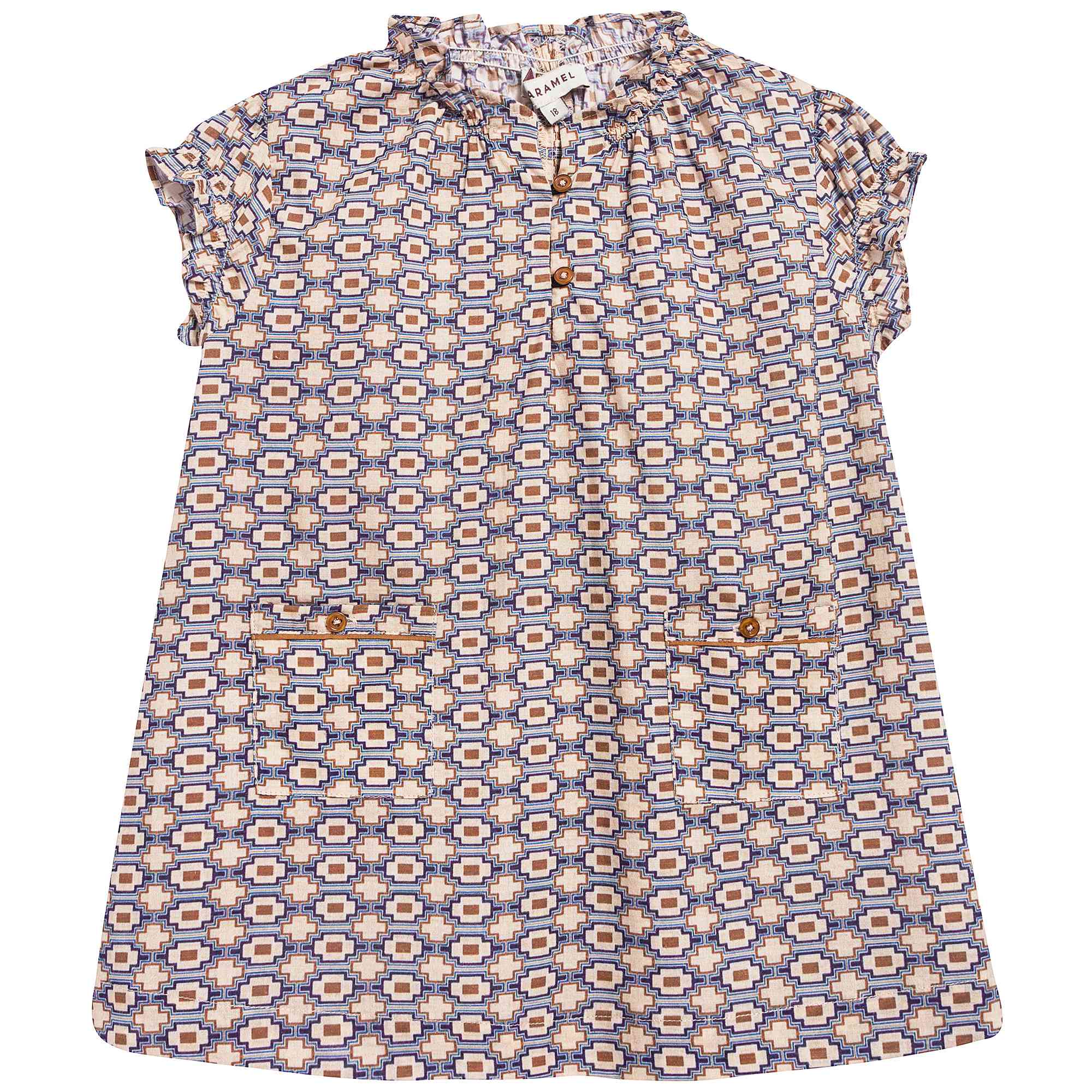 Baby Kaleido Blue Cotton Woven Dress