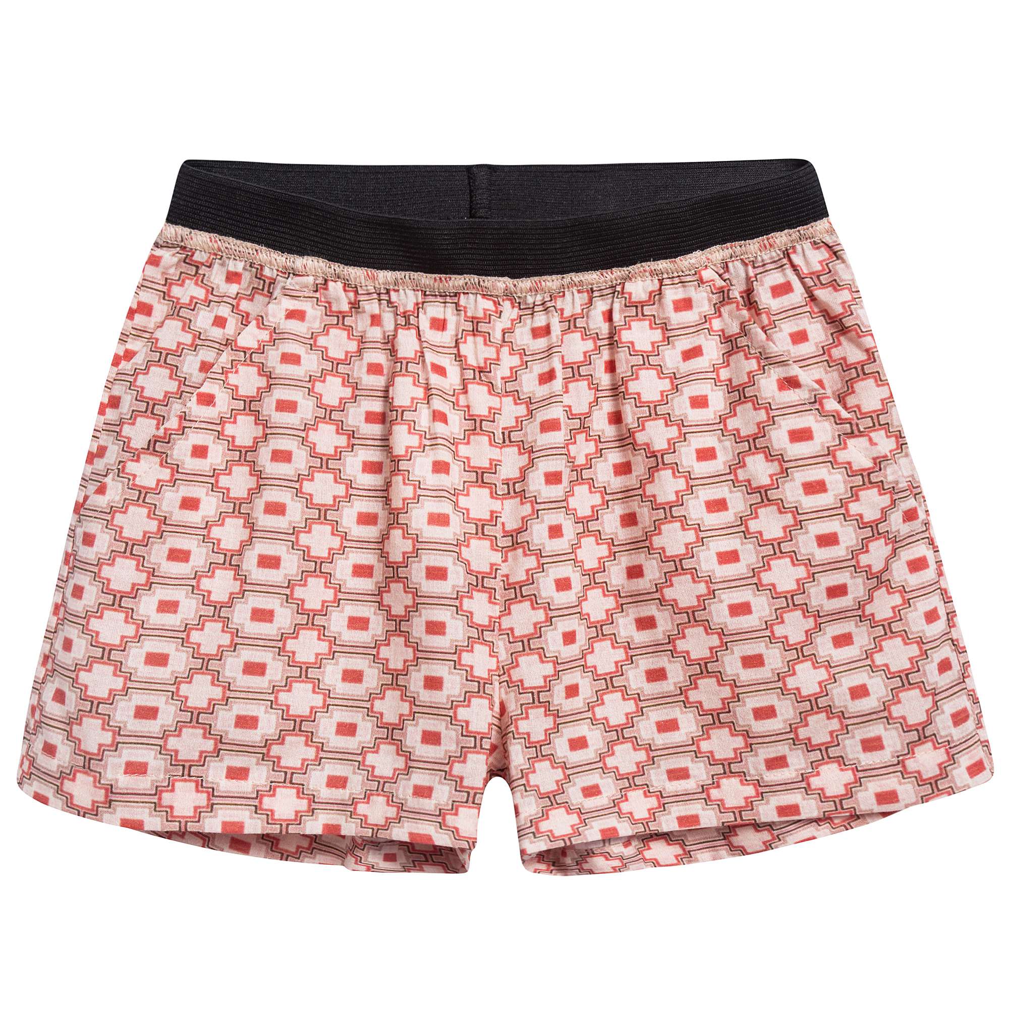 Baby Girls Kaleido Red Woven Shorts