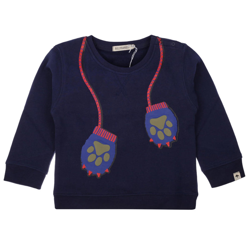 Baby Boys Medienal Blue Glove Printed Cotton Sweatshirt - CÉMAROSE | Children's Fashion Store - 1