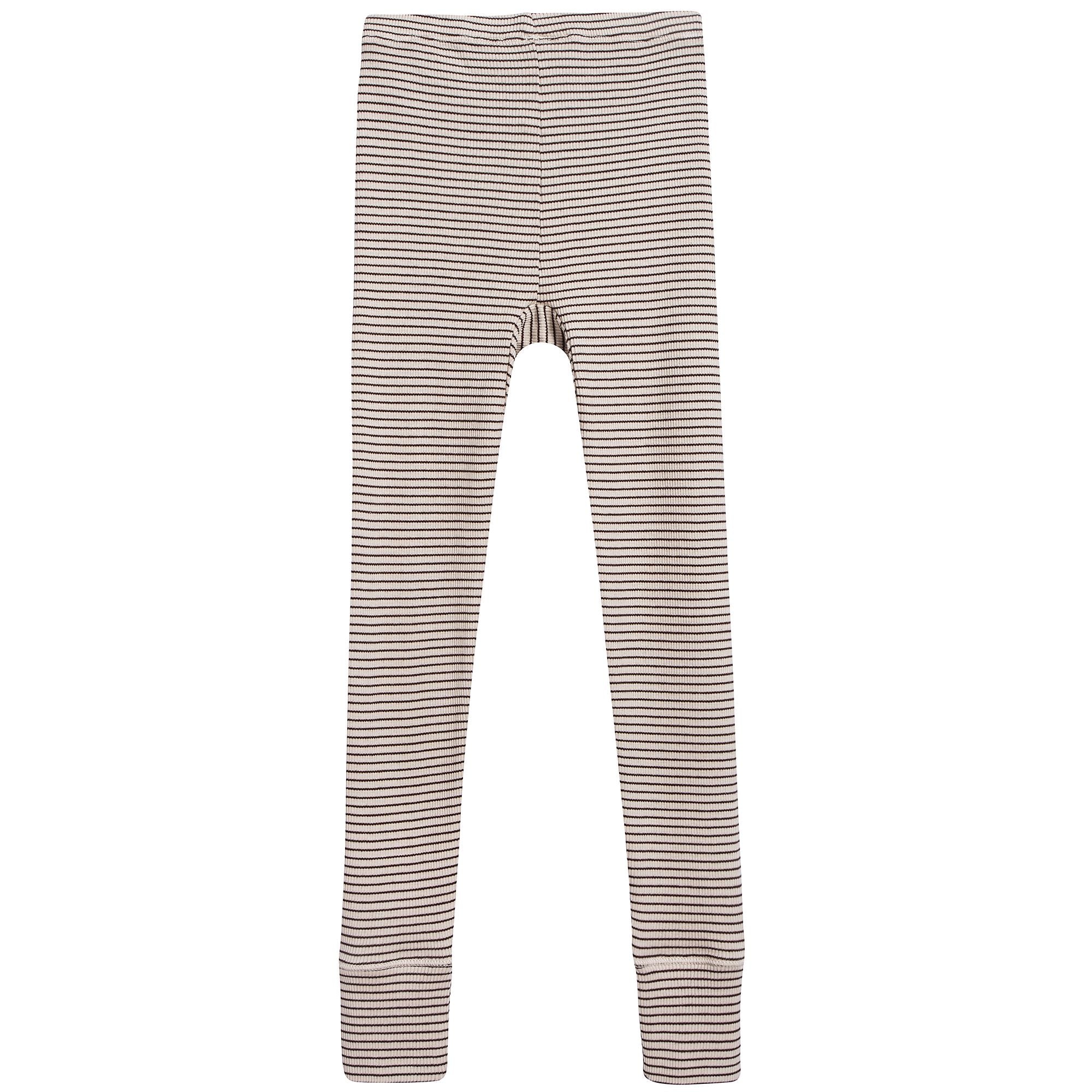 Girls & Boys Sand & Chocolate Stripe Cotton Jersey Trousers