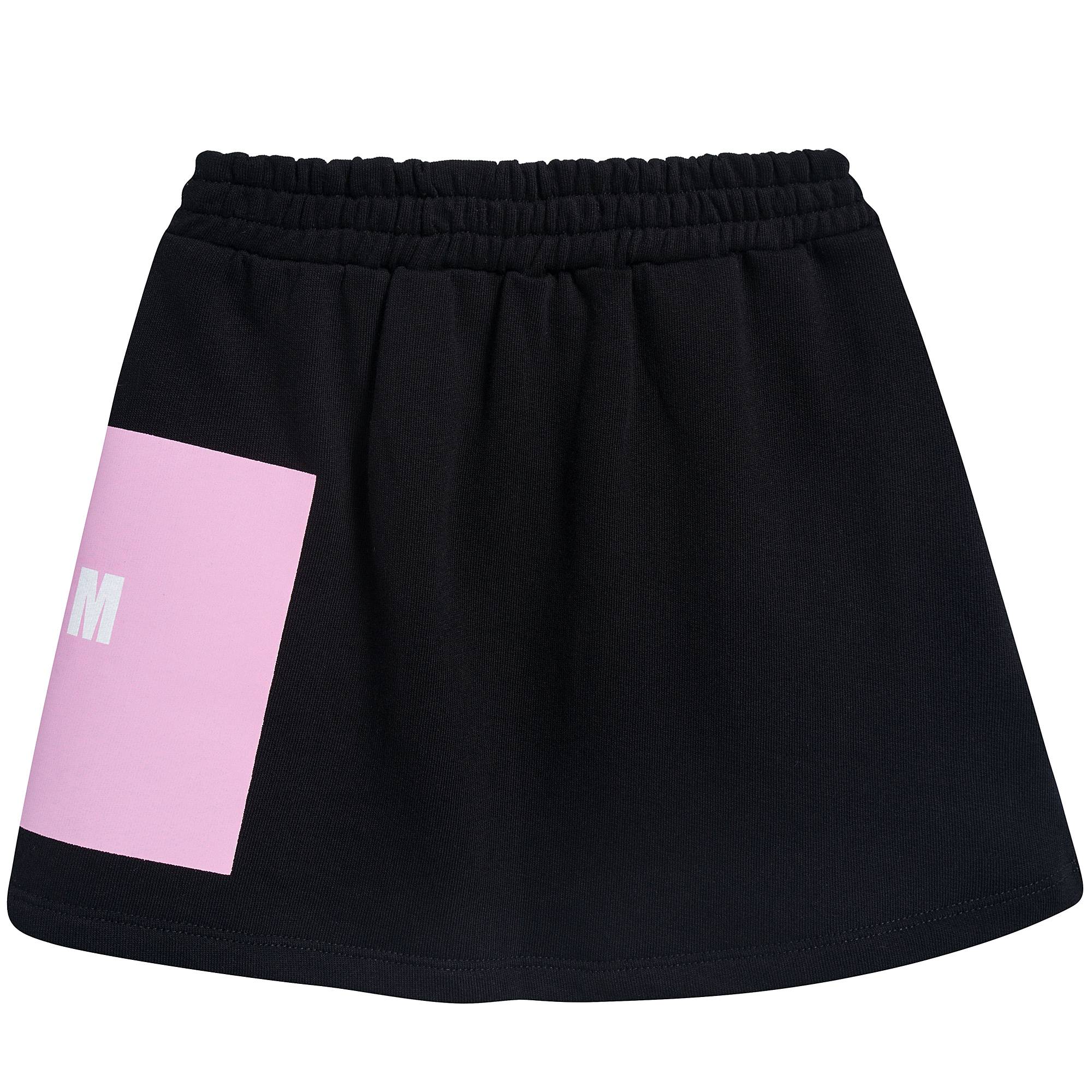 Girls Black Logo Cotton Fleece Skirt