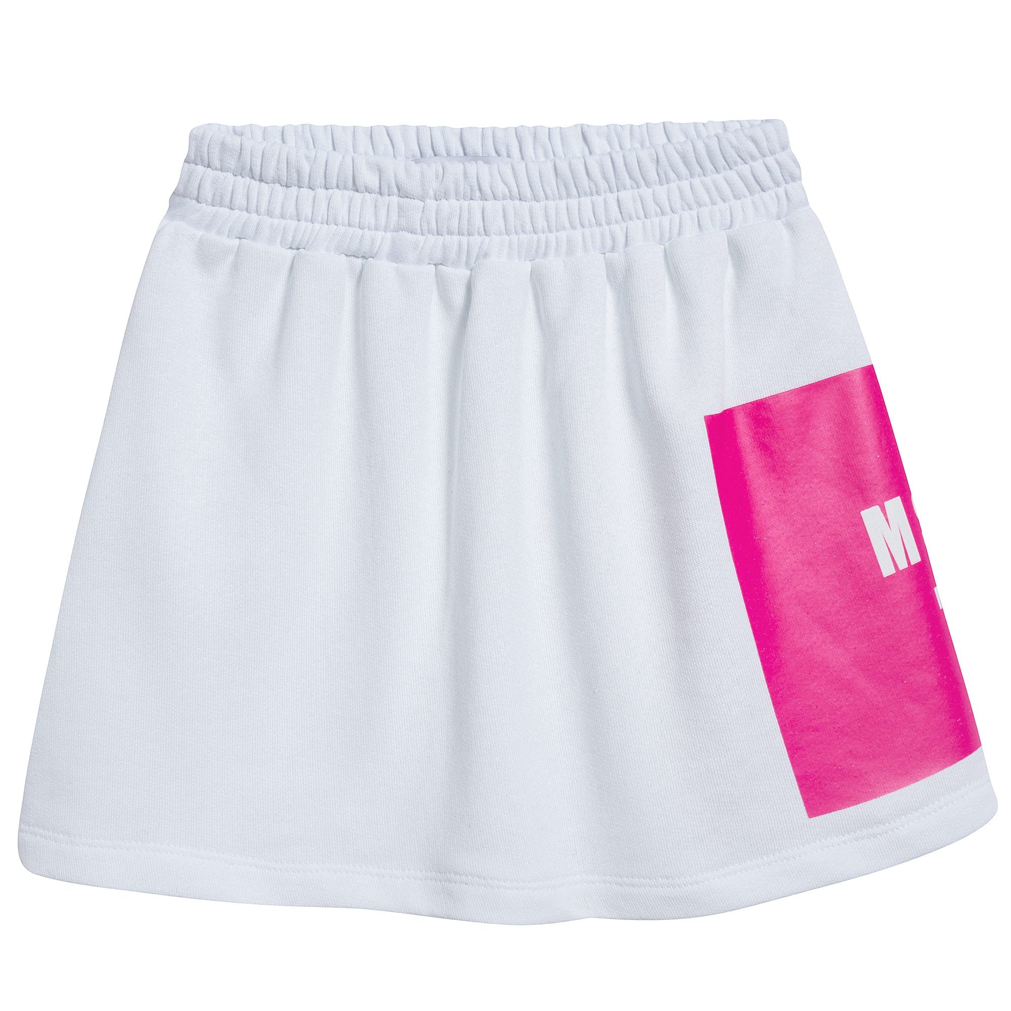 Girls White Logo Cotton Fleece Skirt