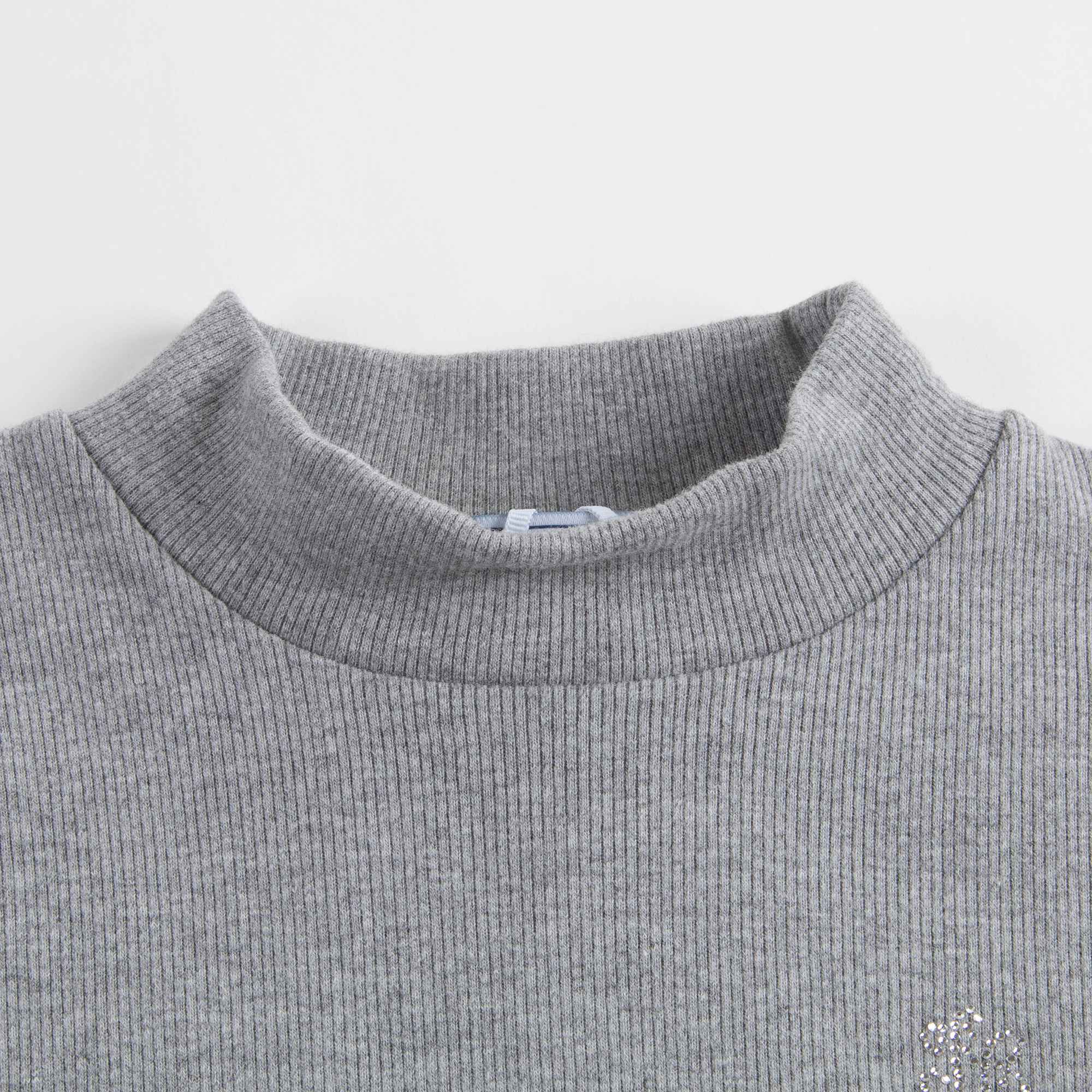 Girls Chine Grey Cotton Pullover