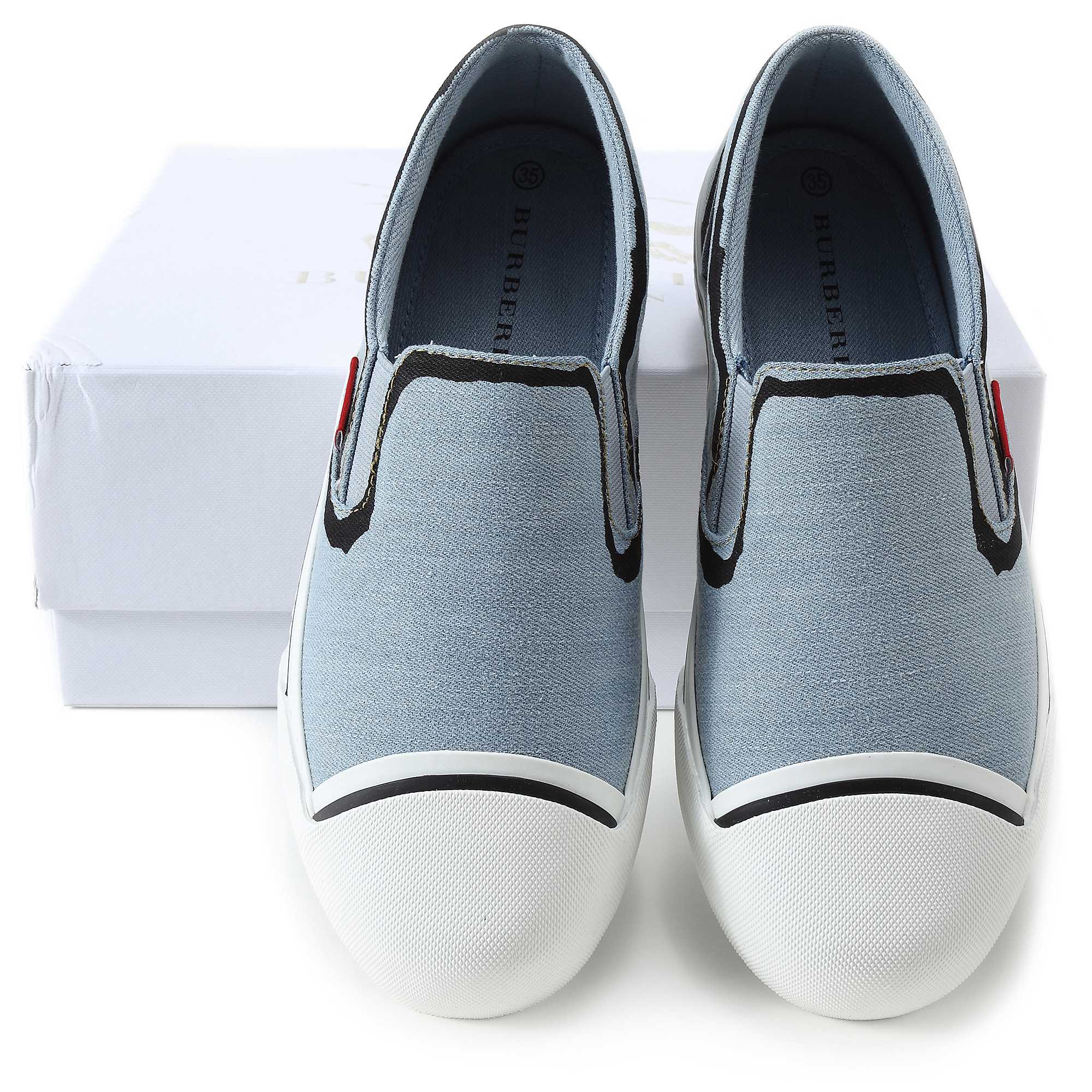 Boys Light Blue Cotton Trainers