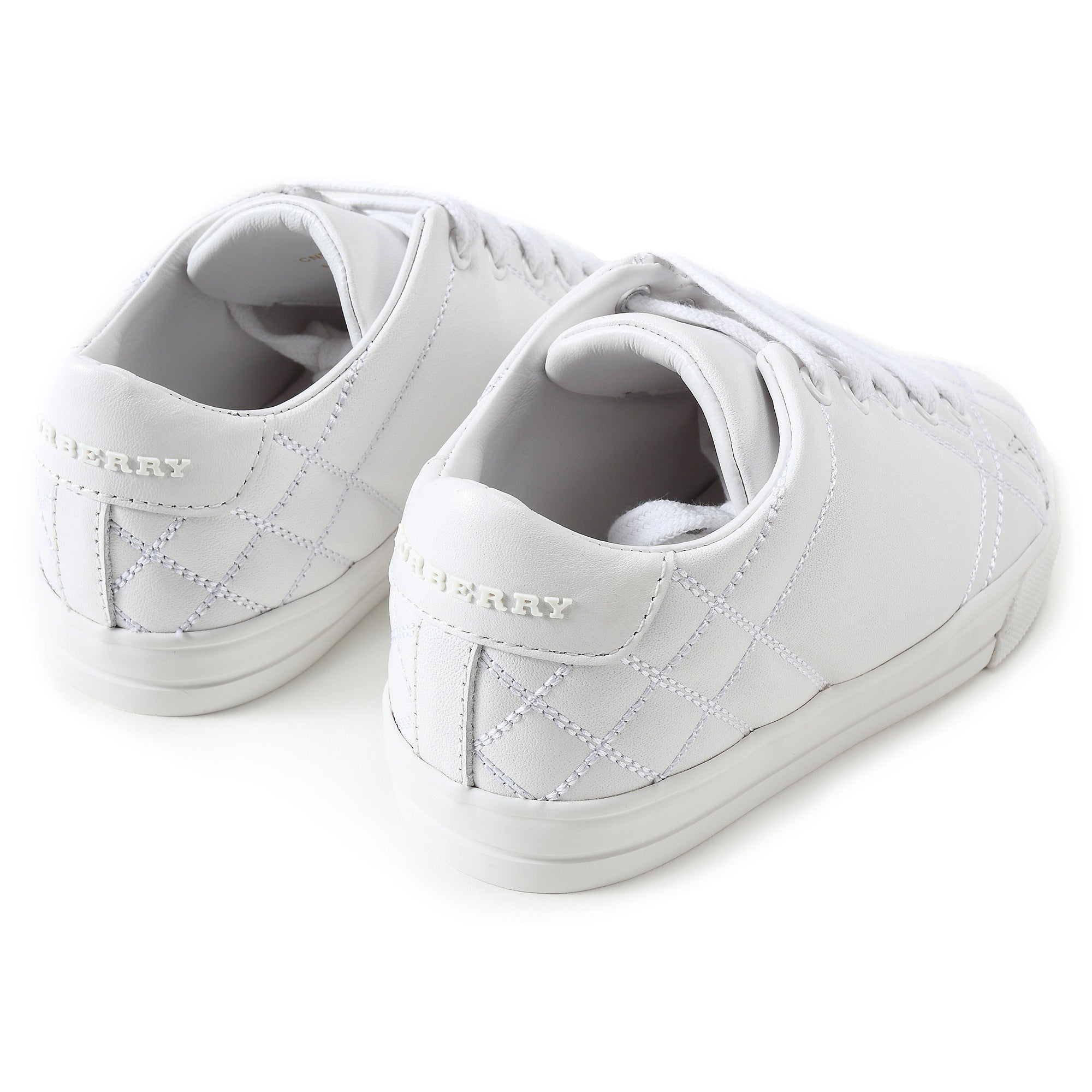 Baby Optic White Calf Grain Leather Trainers