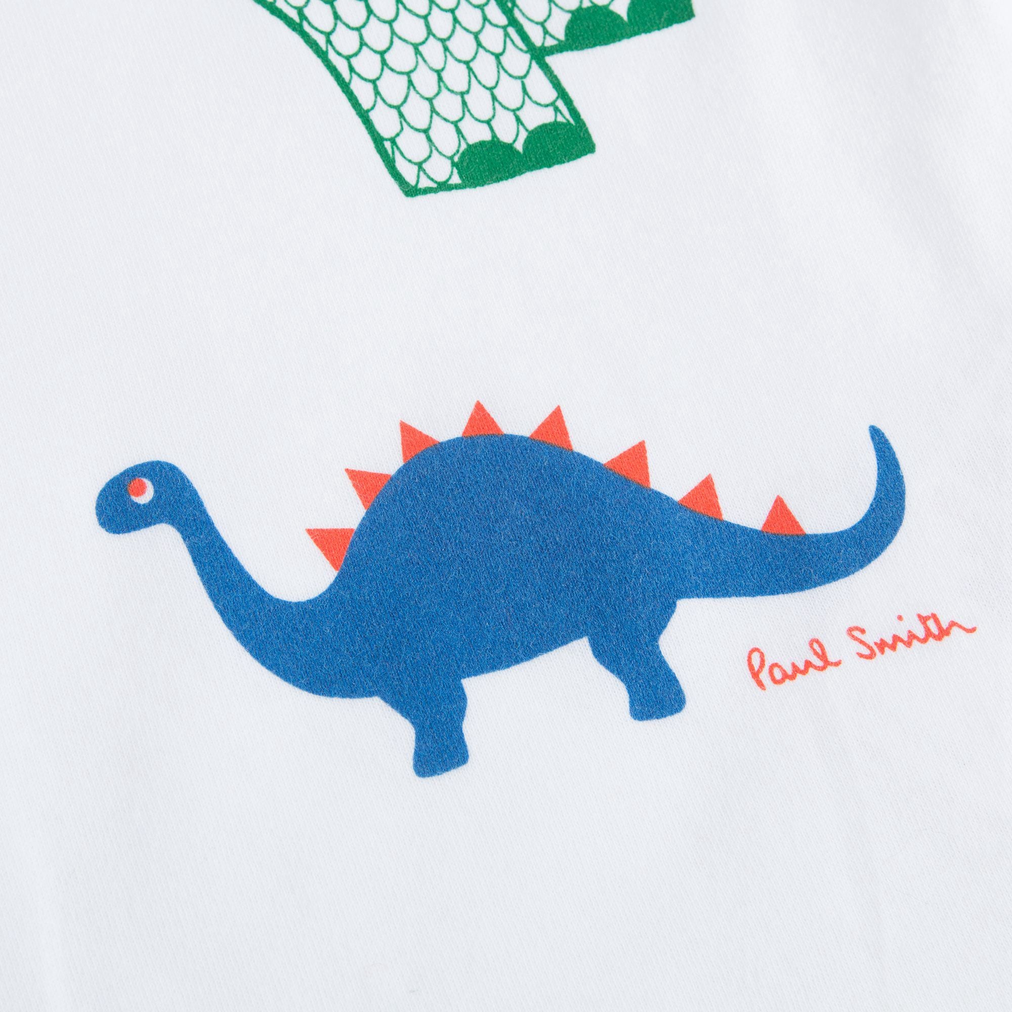 Baby Boys White & Green Dinosaur T-shirt