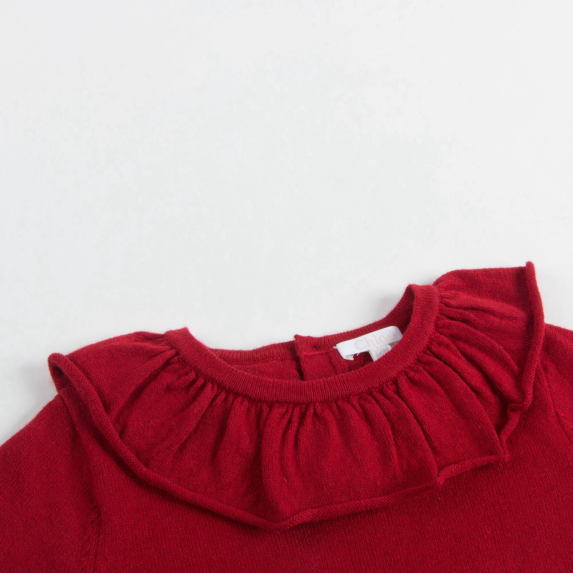 Girls Red Ruffle Sweater
