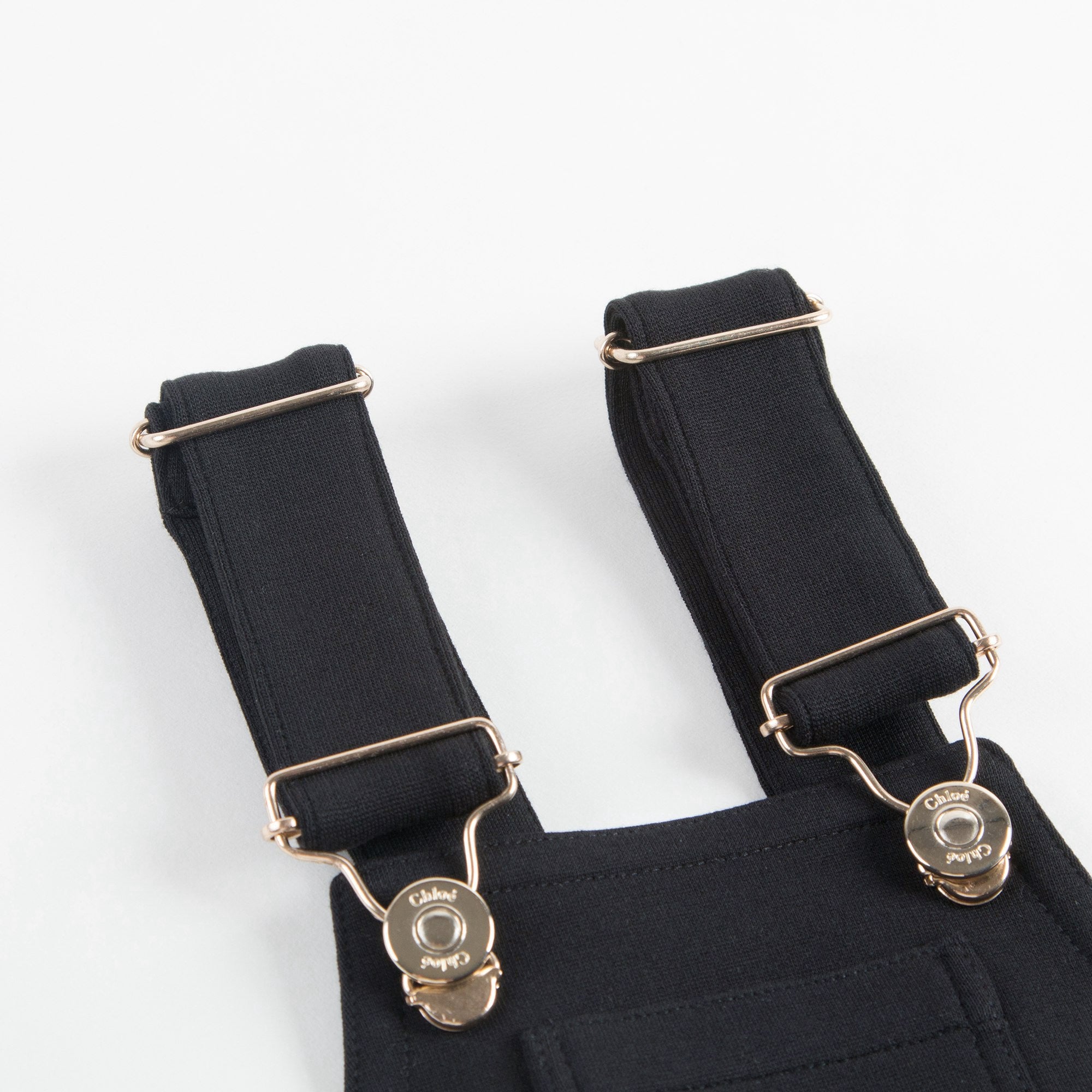 Girls Black Jersey Dungarees