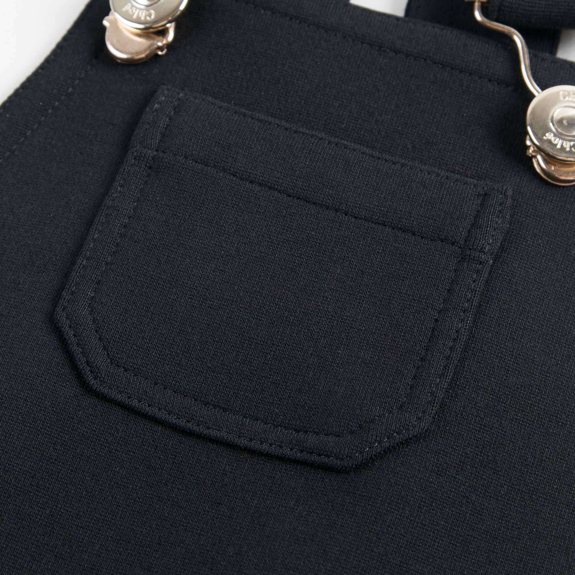 Girls Black Jersey Dungarees