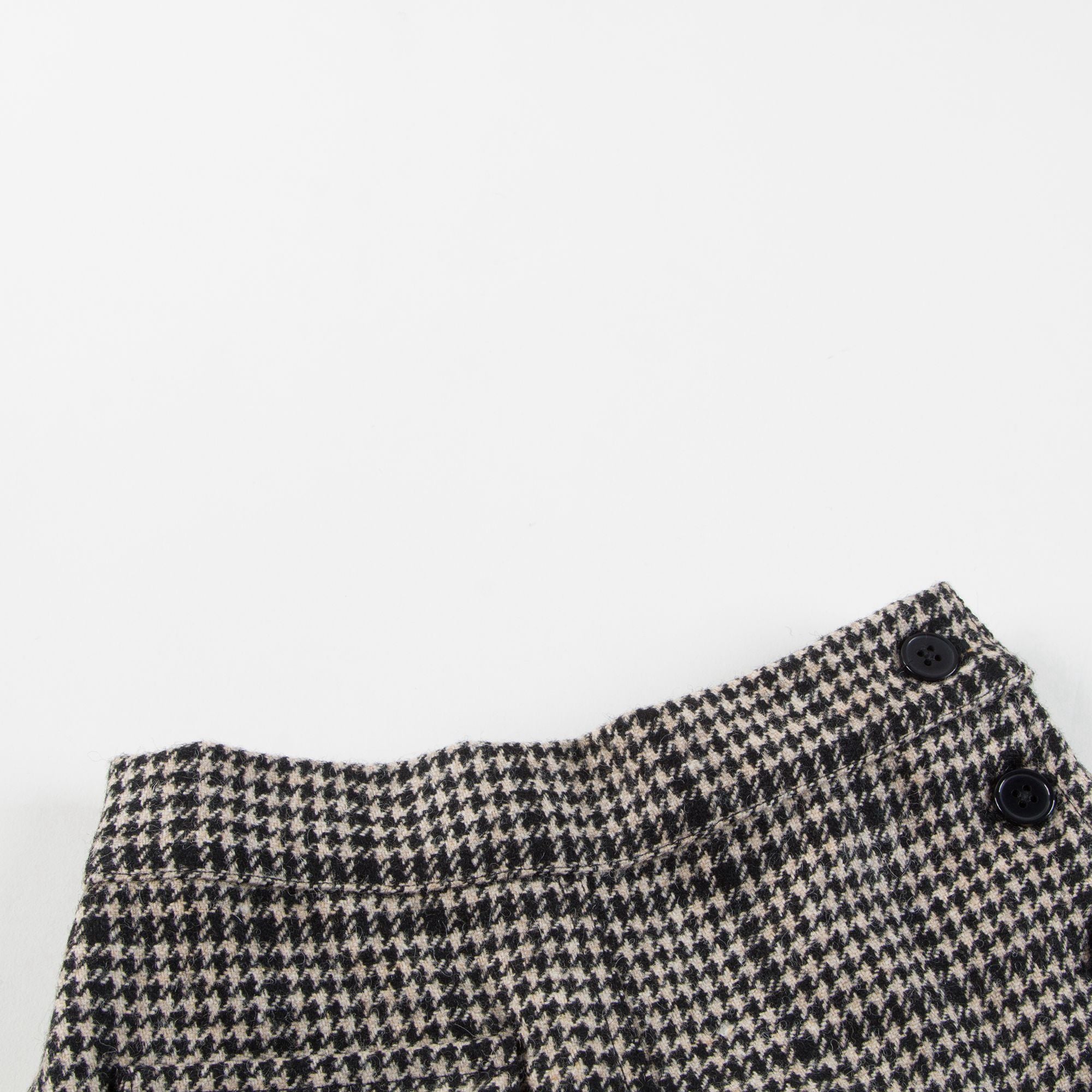 Girls Black Check Wool Trousers