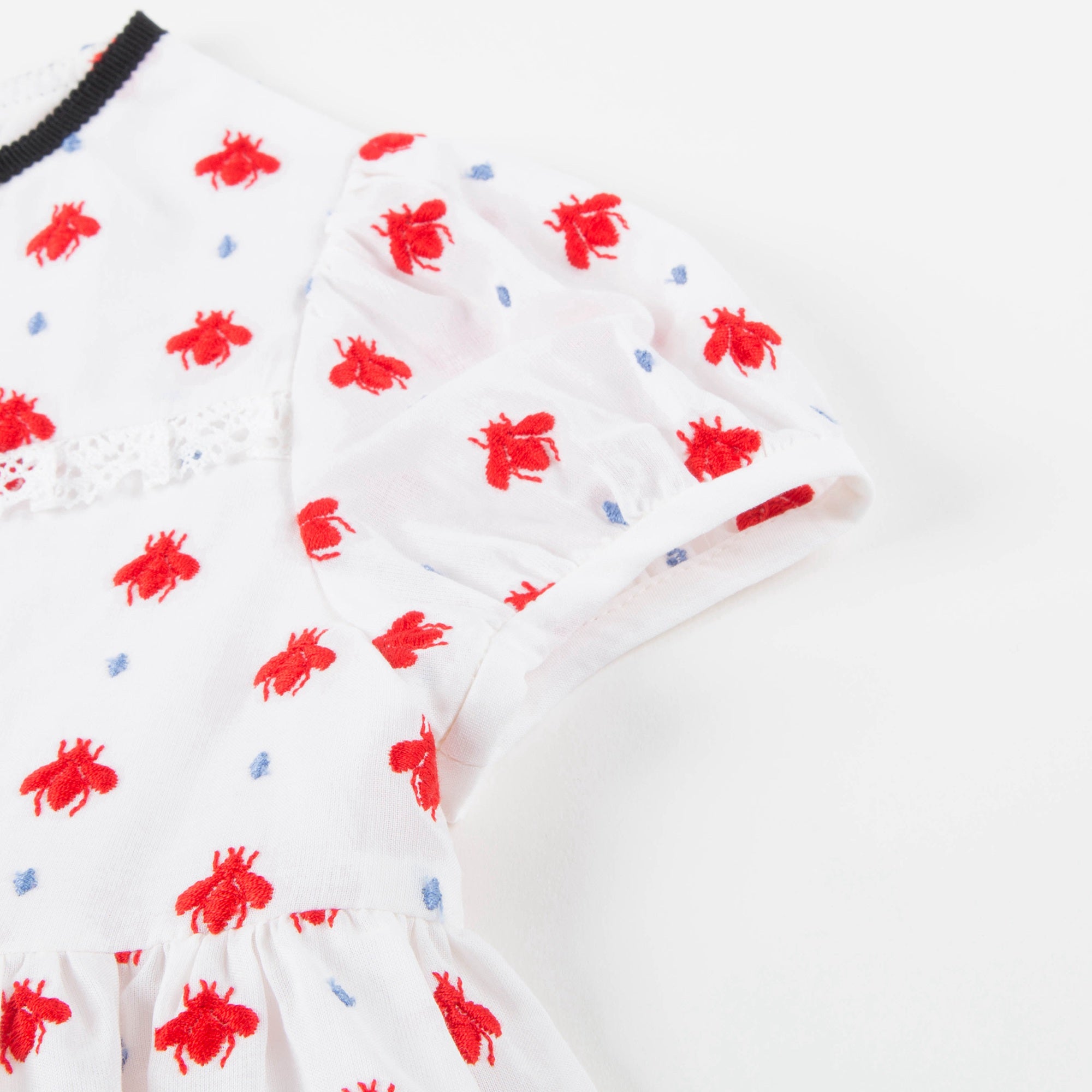 Baby Girls White Milk & Red Printed Dress