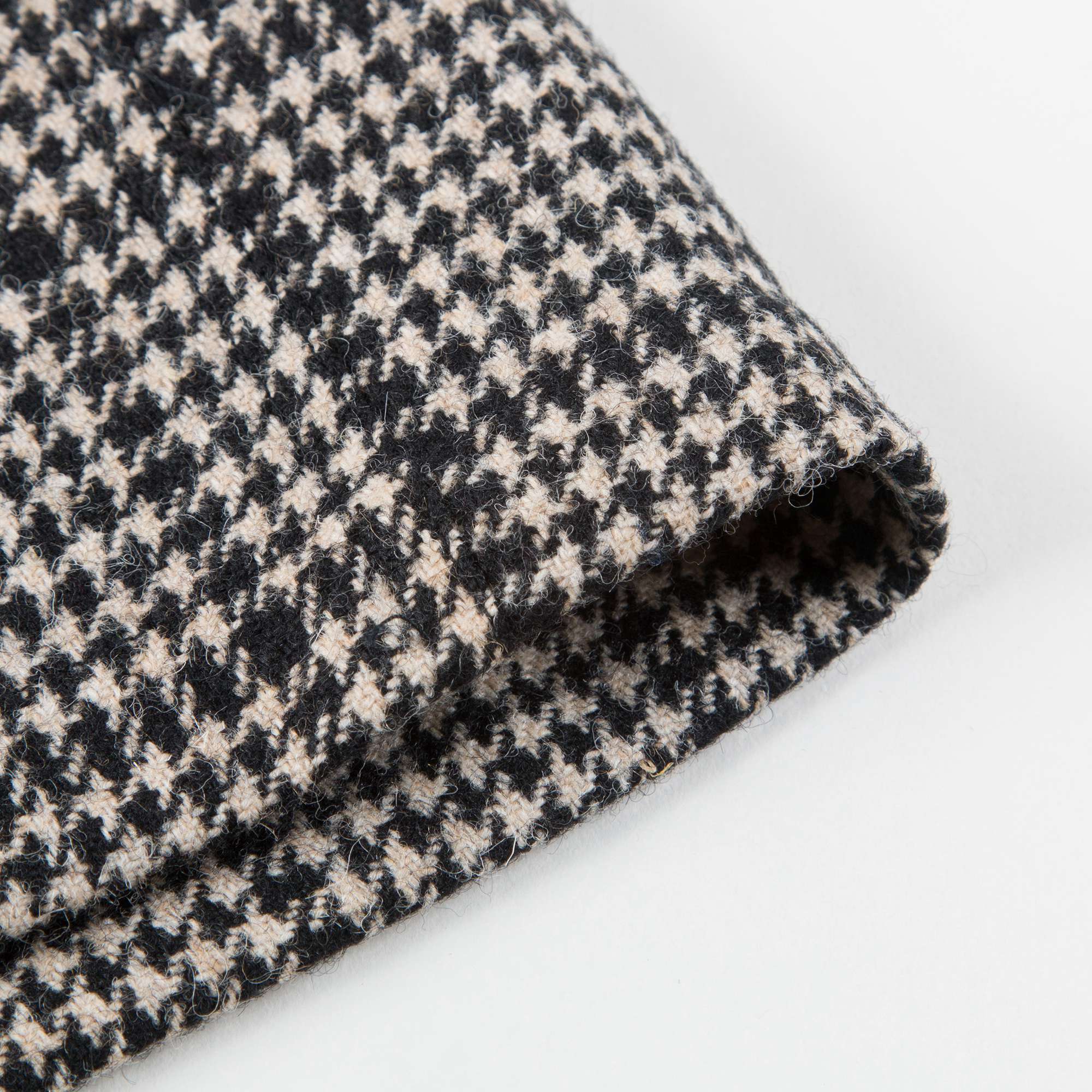 Girls Black Check Wool Trousers