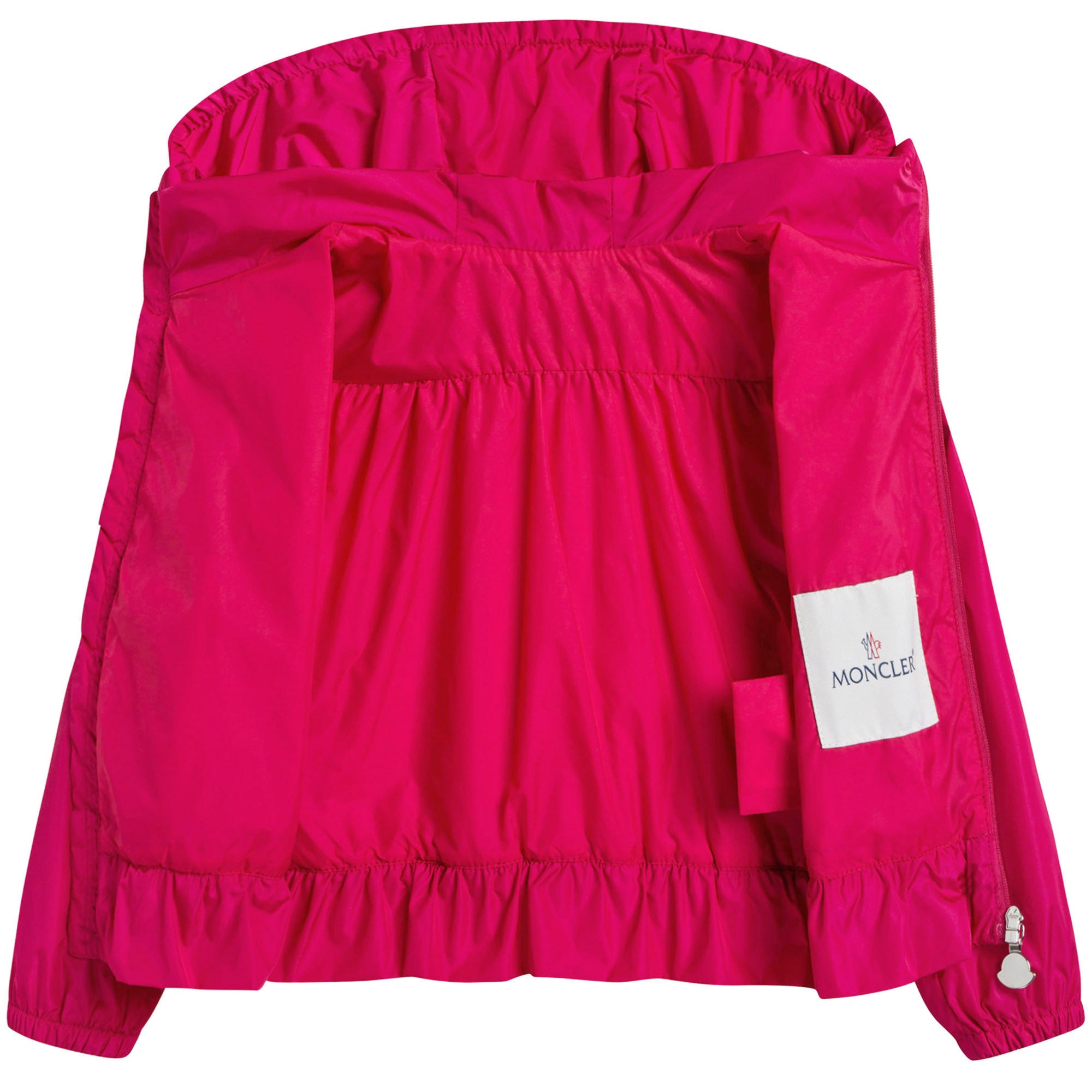 Baby Girls Dark Pink Windbreaker Jacket With Flounces