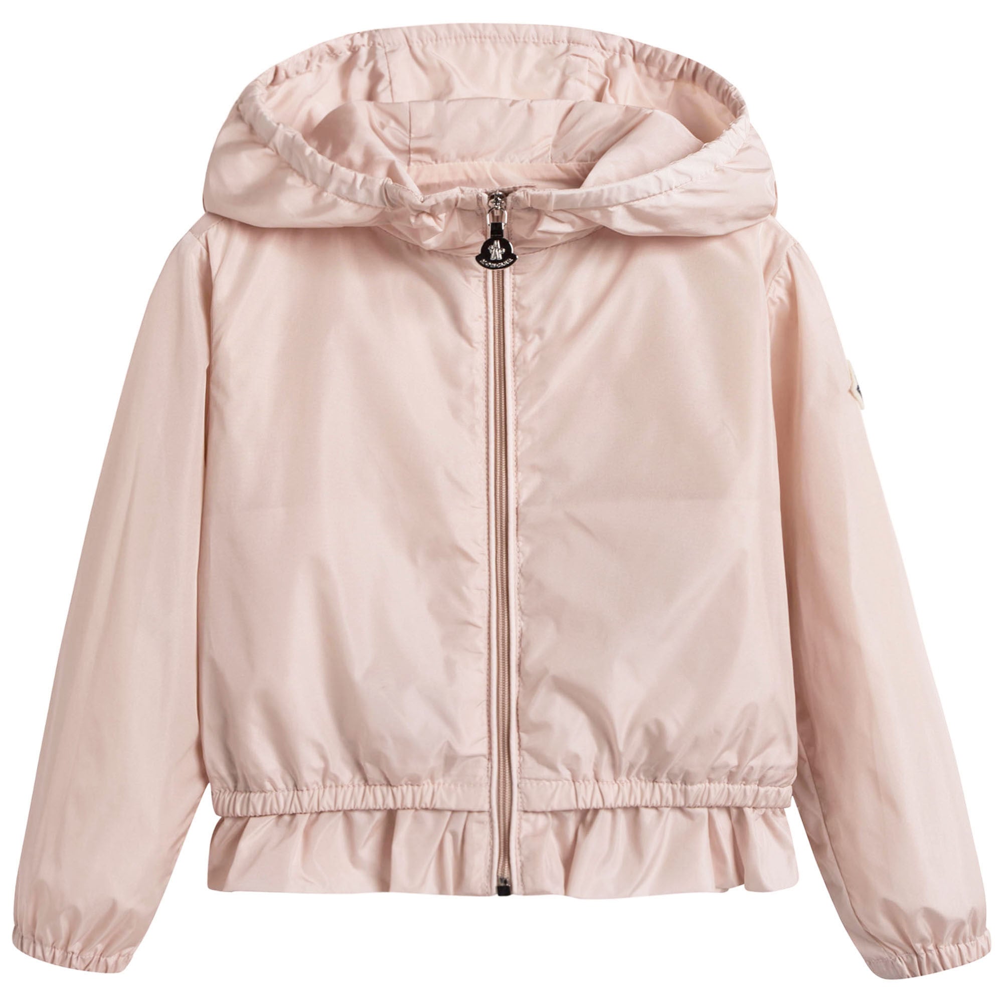 Girls Light Pink Windbreaker Jacket With Flounces