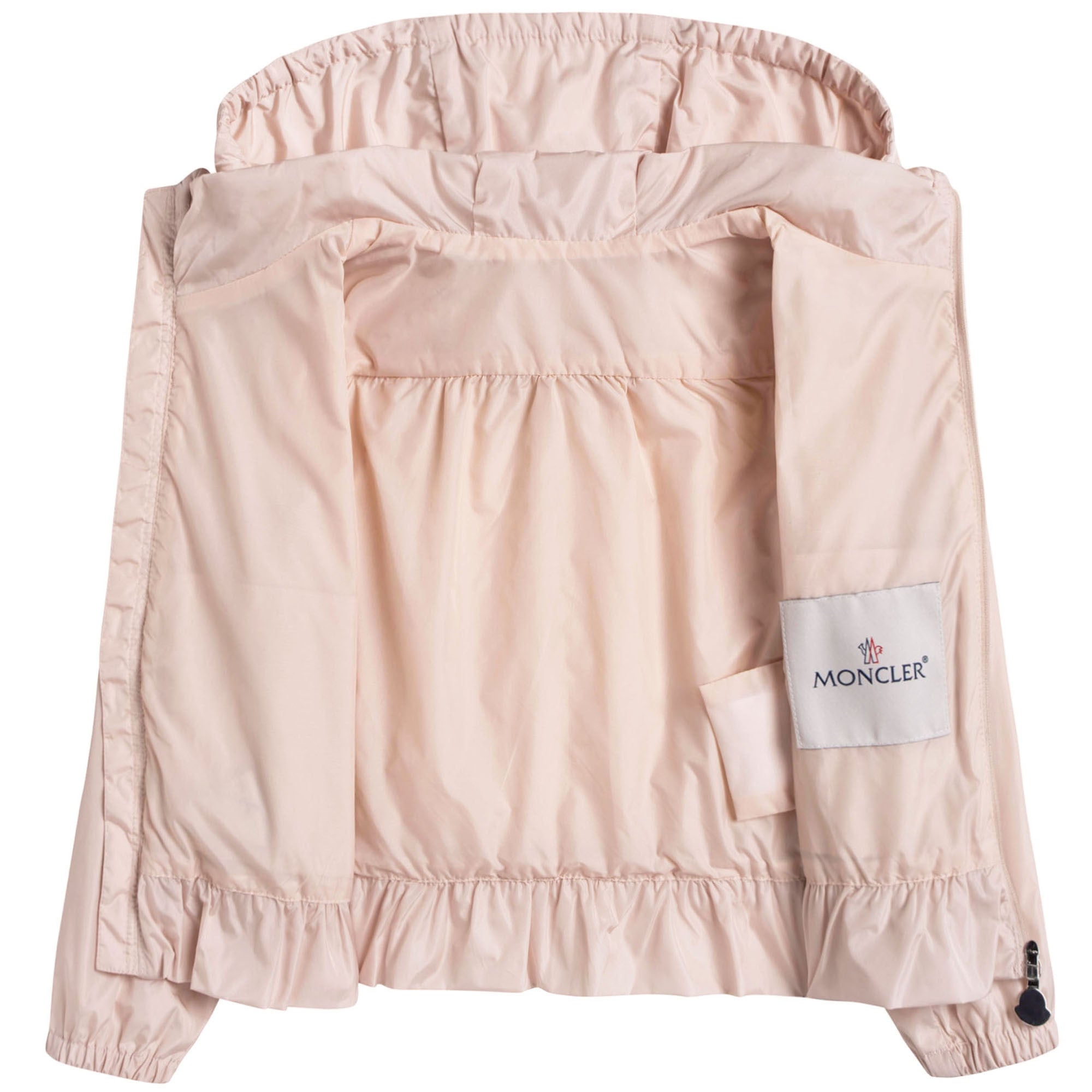 Girls Light Pink Windbreaker Jacket With Flounces