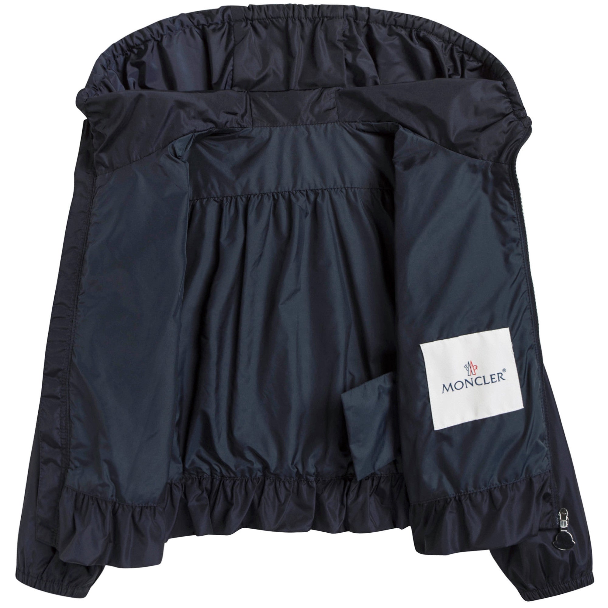 Baby Girls Dark Blue Windbreaker Jacket With Flounces