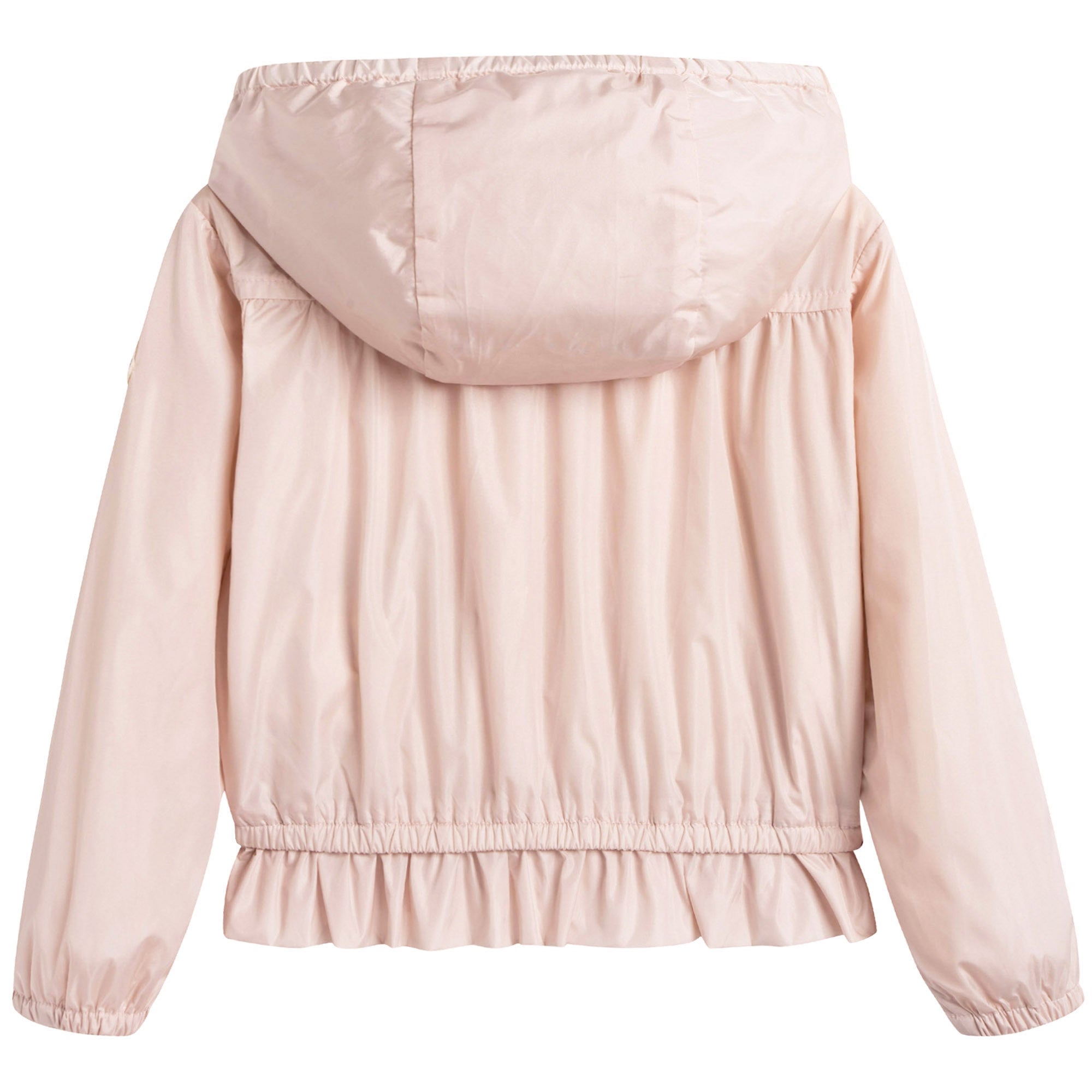 Girls Light Pink Windbreaker Jacket With Flounces