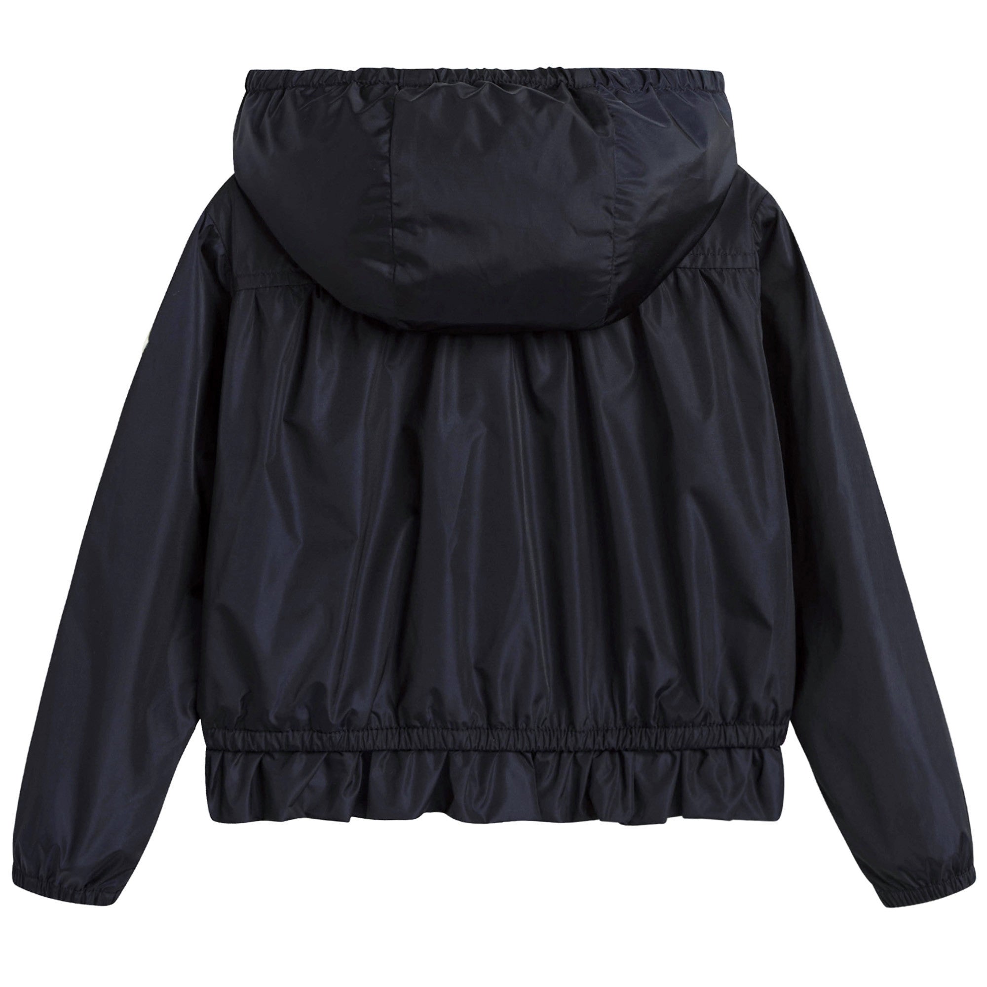 Girls Dark Blue Windbreaker Jacket With Flounces