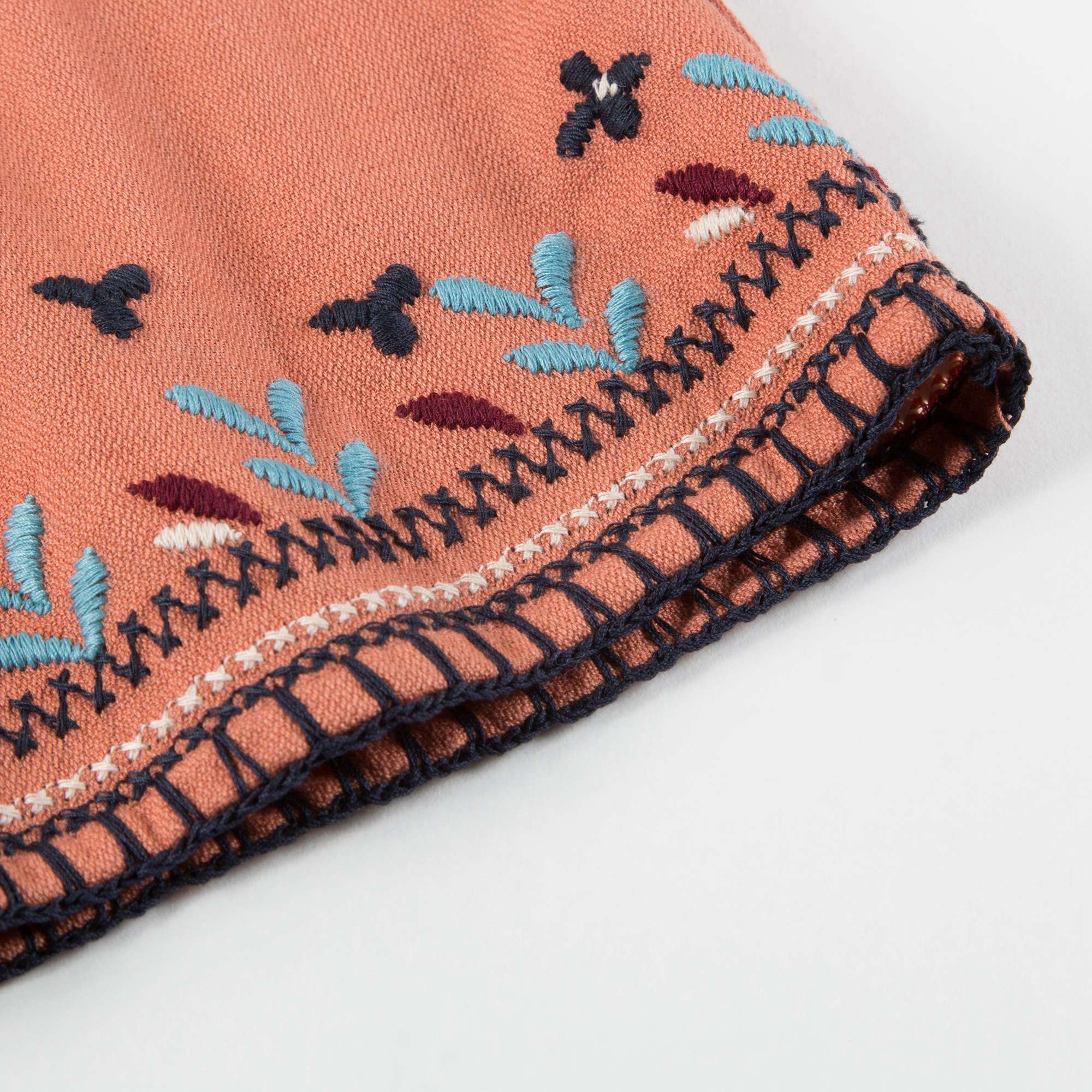 Baby Girls Orange Embroidered Dress