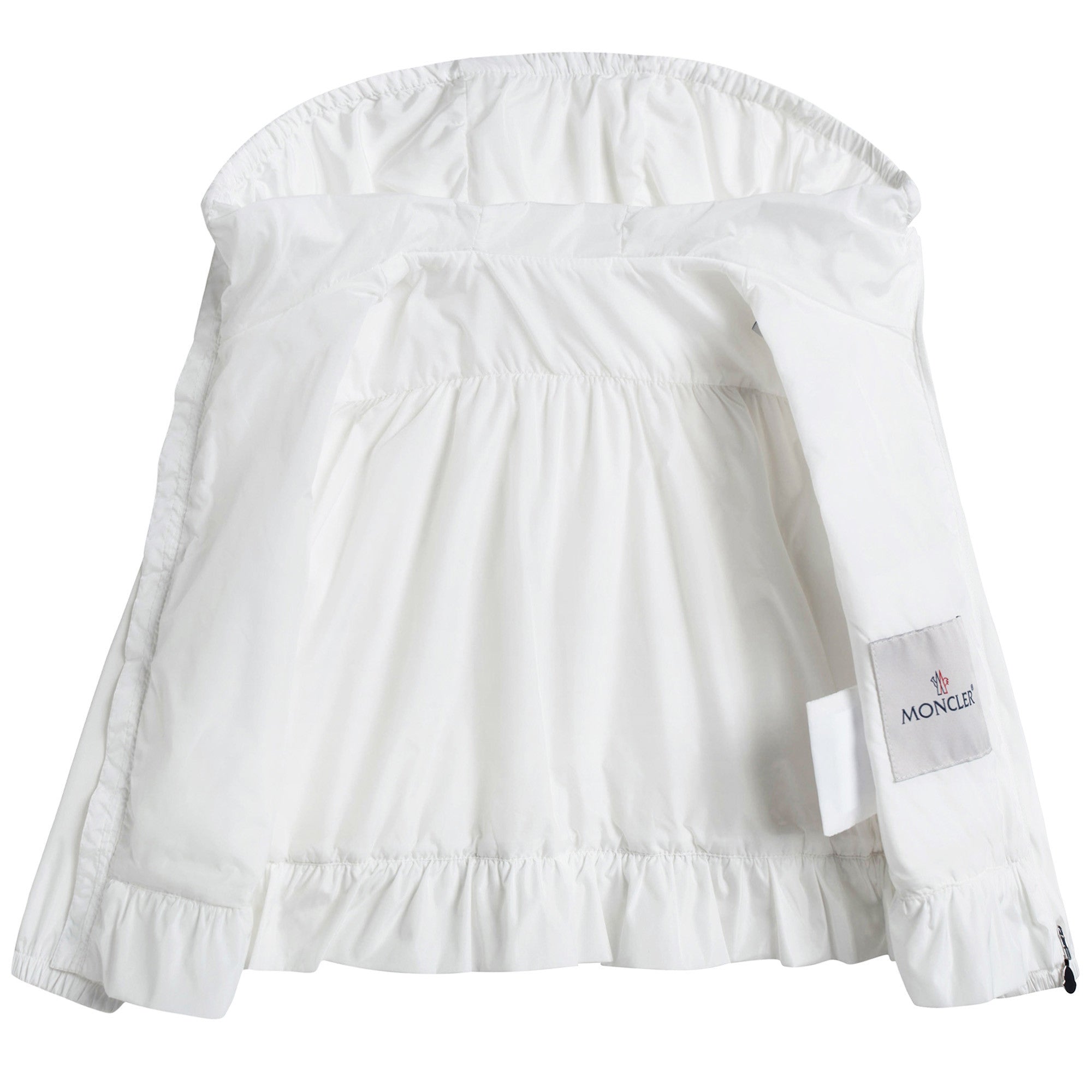 Baby Girls White Windbreaker Jacket With Flounces