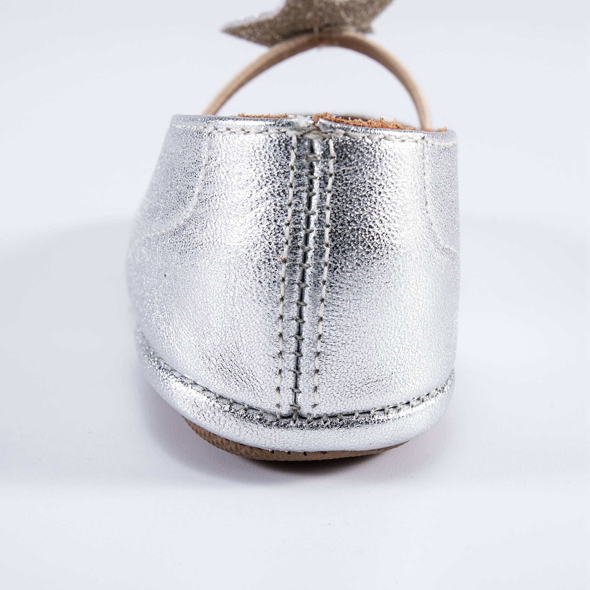 Girls Silver Star Flats