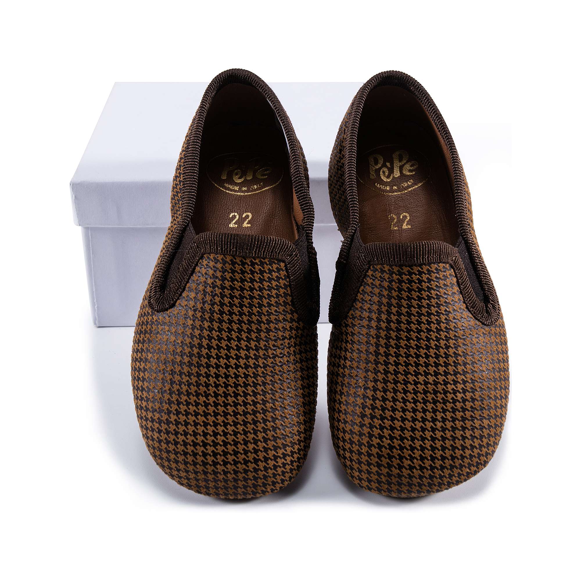 Girls Brown Houndstooth Flats