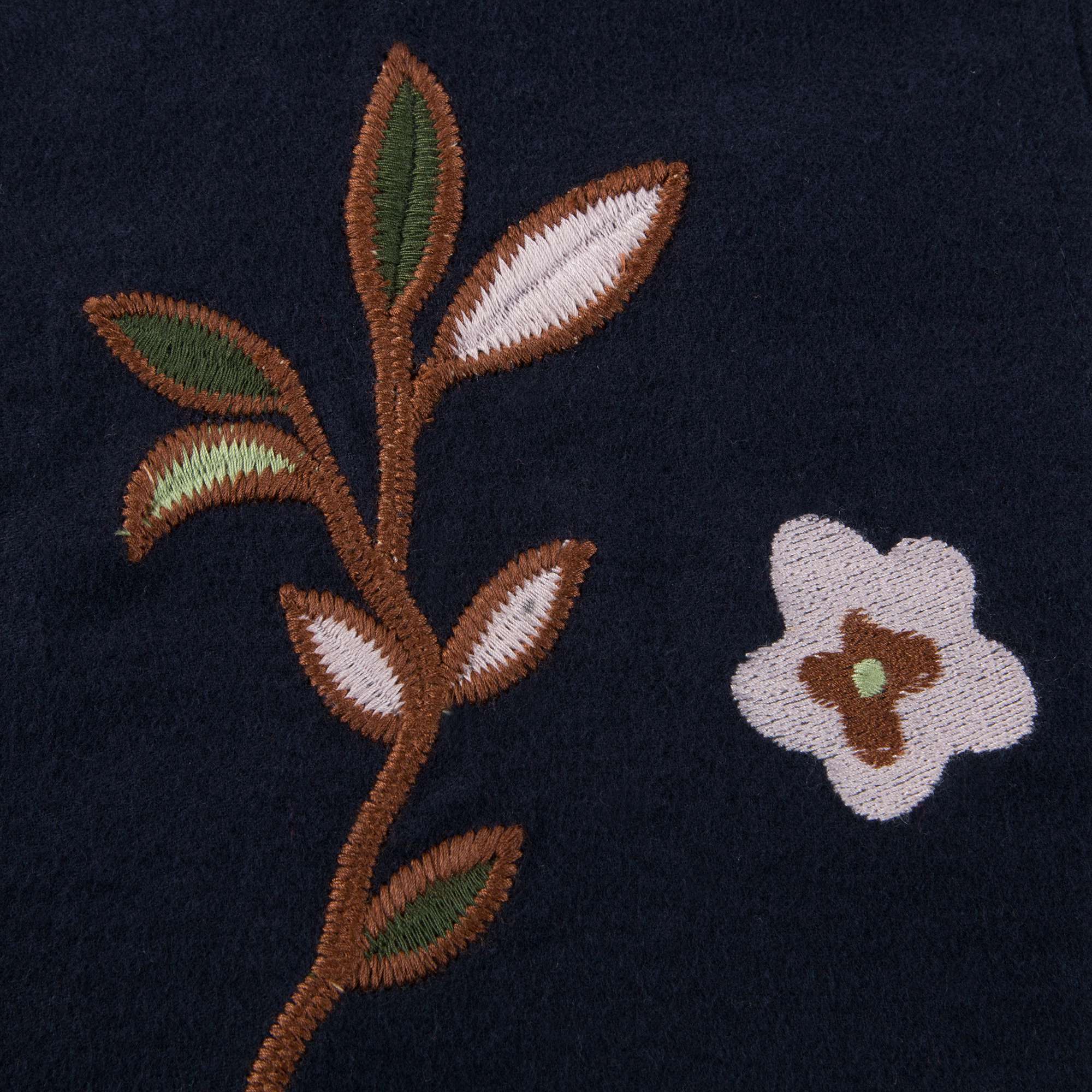 Girls Navy Blue Embroidered Dress