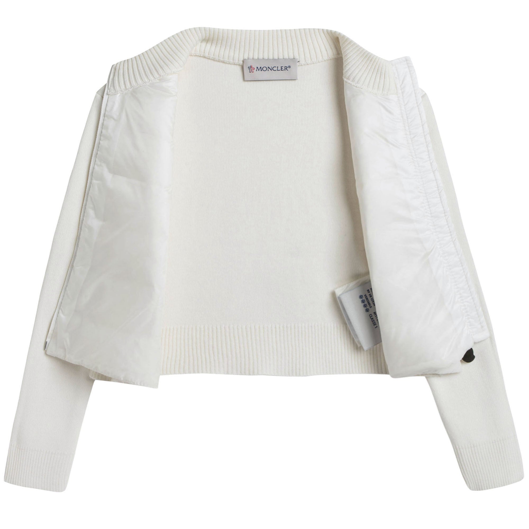 Girls White Cardigan With Knitted Sleeves