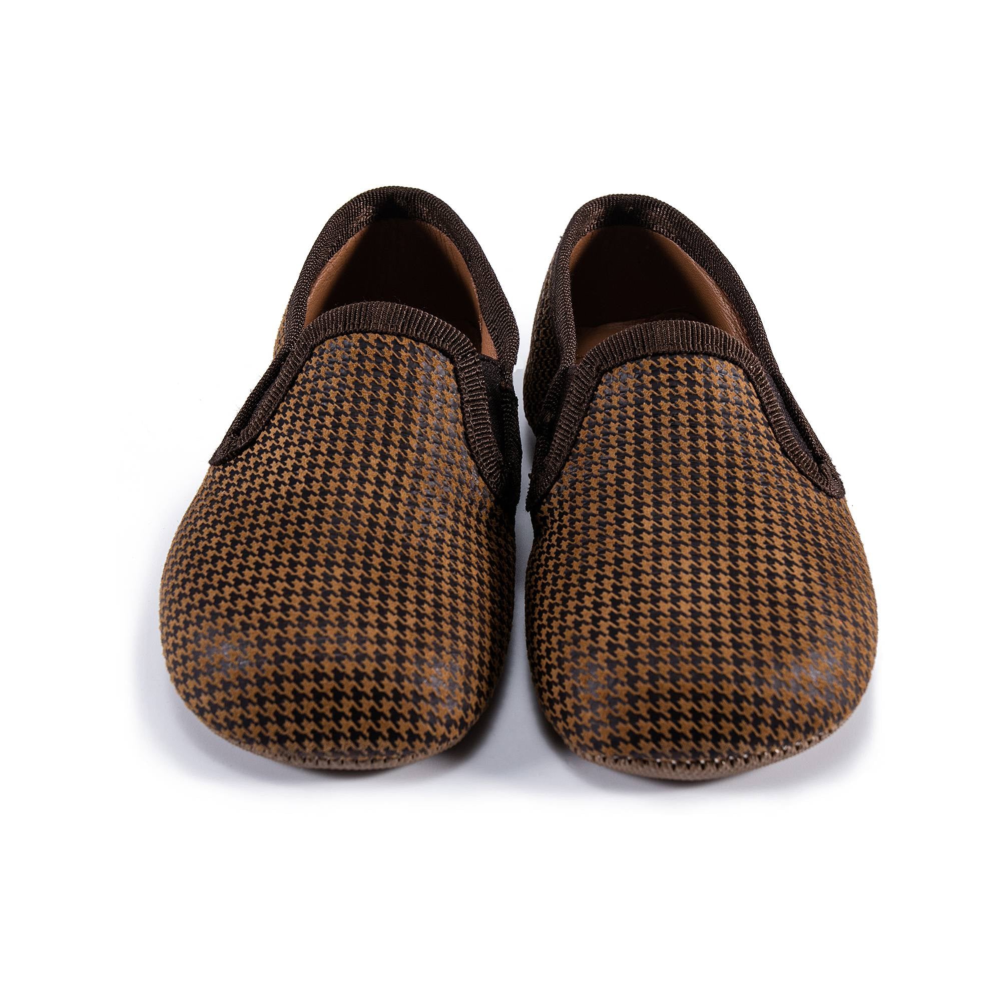 Girls Brown Houndstooth Flats