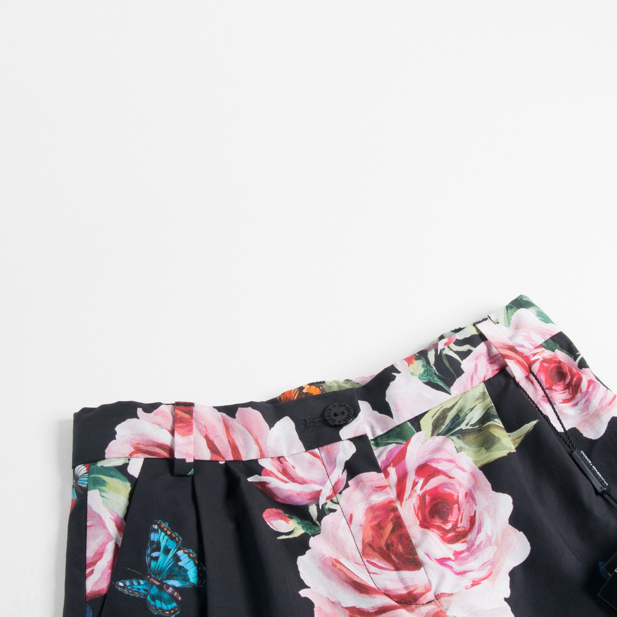 Girls Black Rose Cotton Shorts