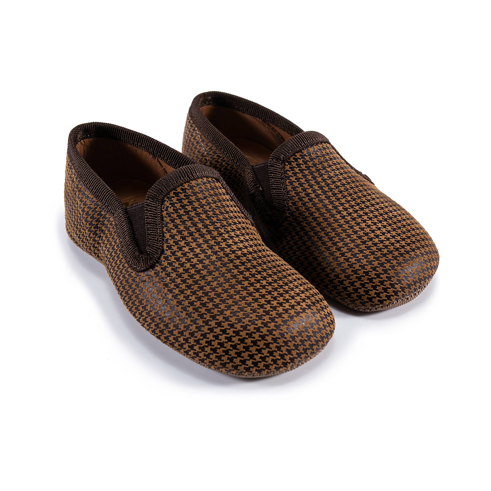 Girls Brown Houndstooth Flats