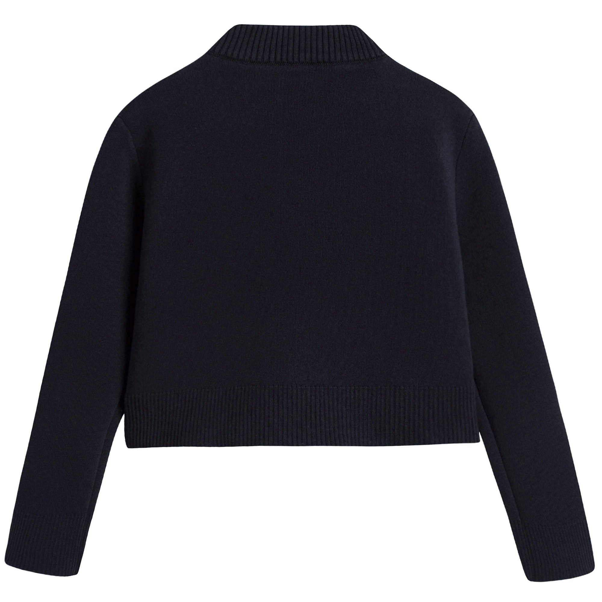 Girls Navy Blue Cardigan With Knitted Sleeves