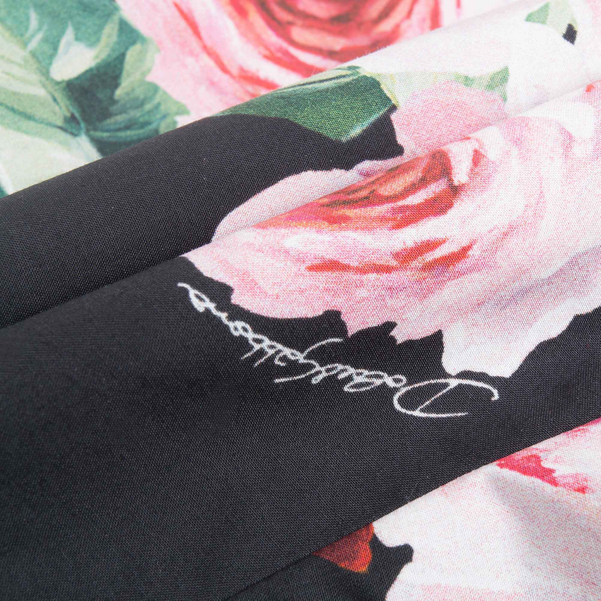 Girls Black Rose Cotton Shorts