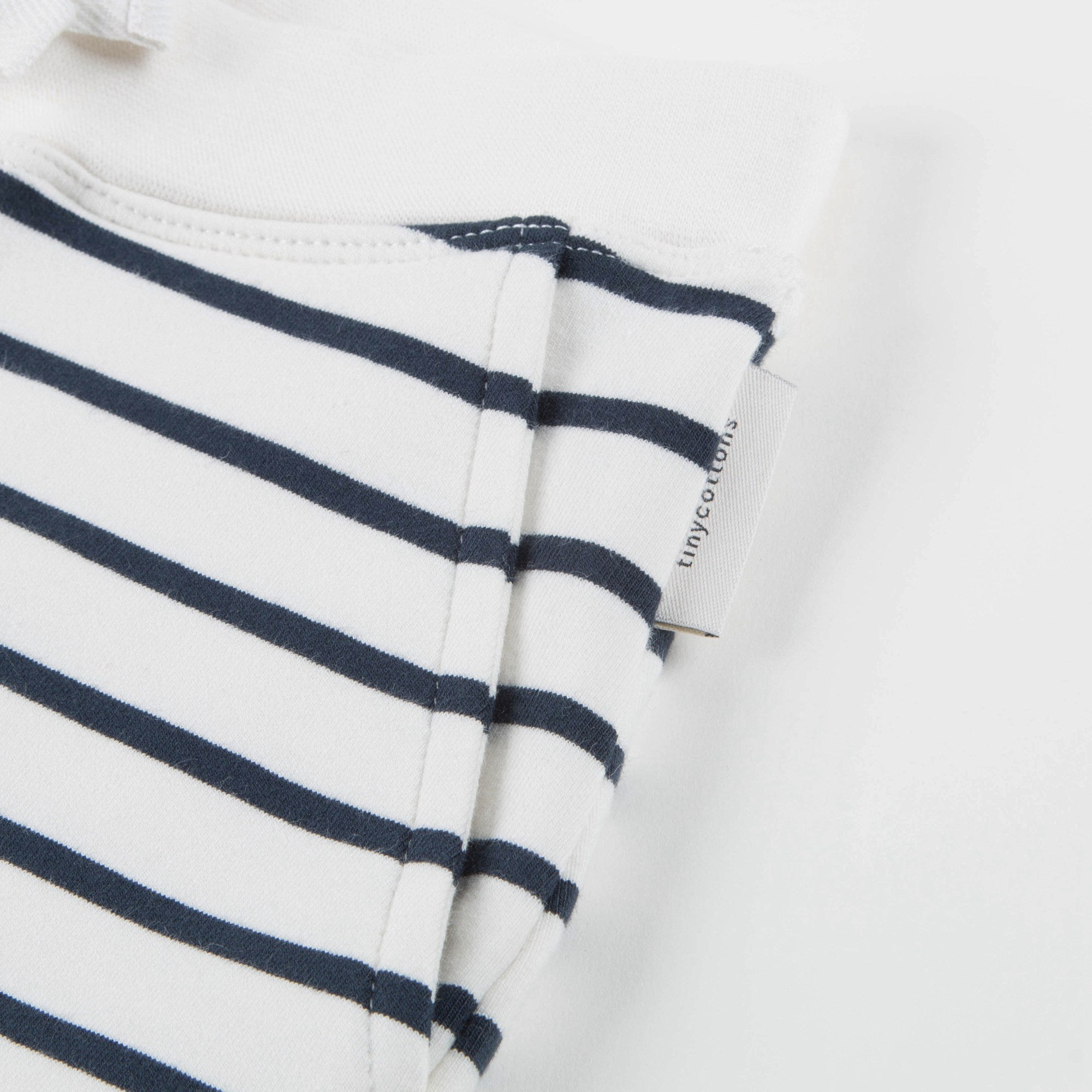 Girls Off White & Navy Small Stripes Shorts