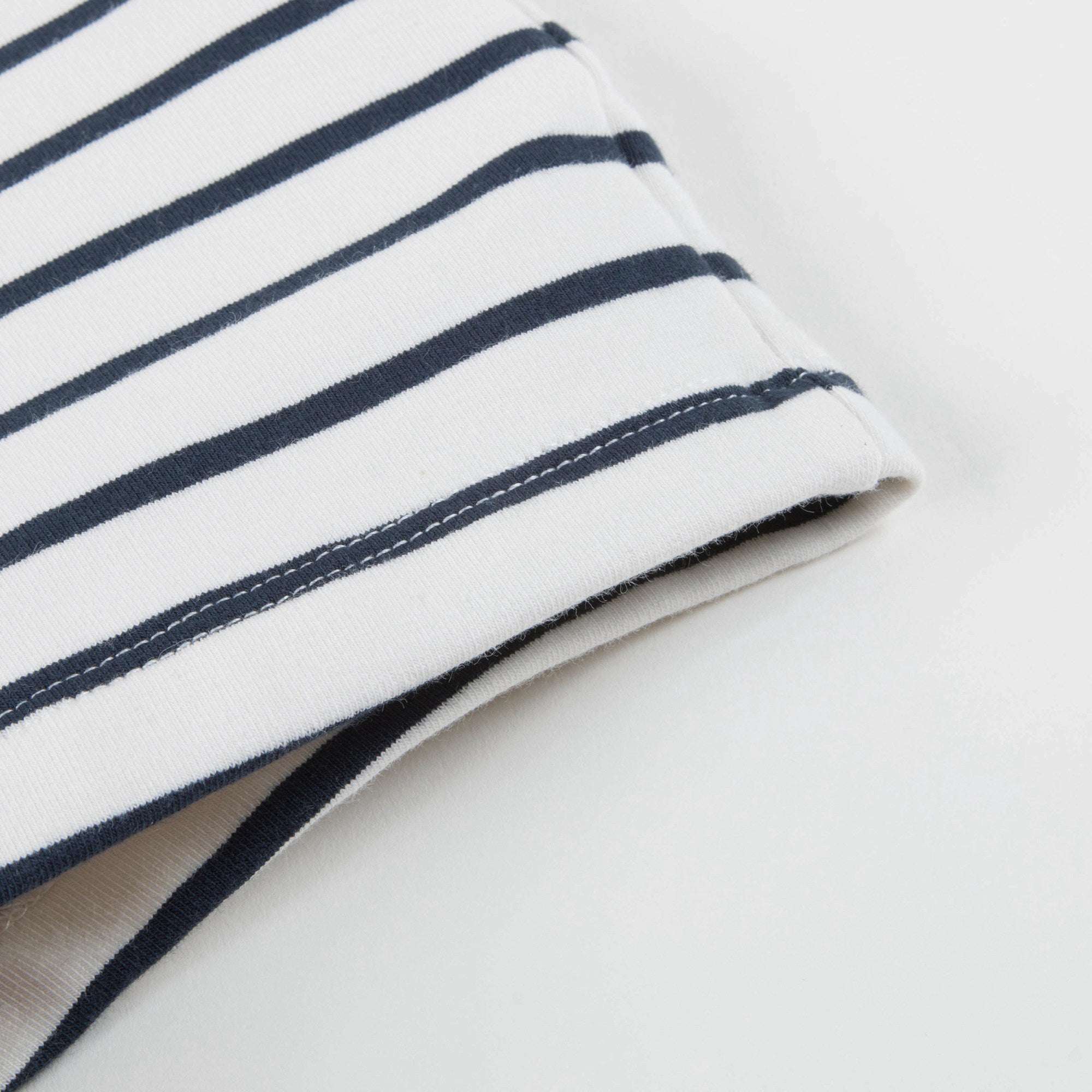 Girls Off White & Navy Small Stripes Shorts