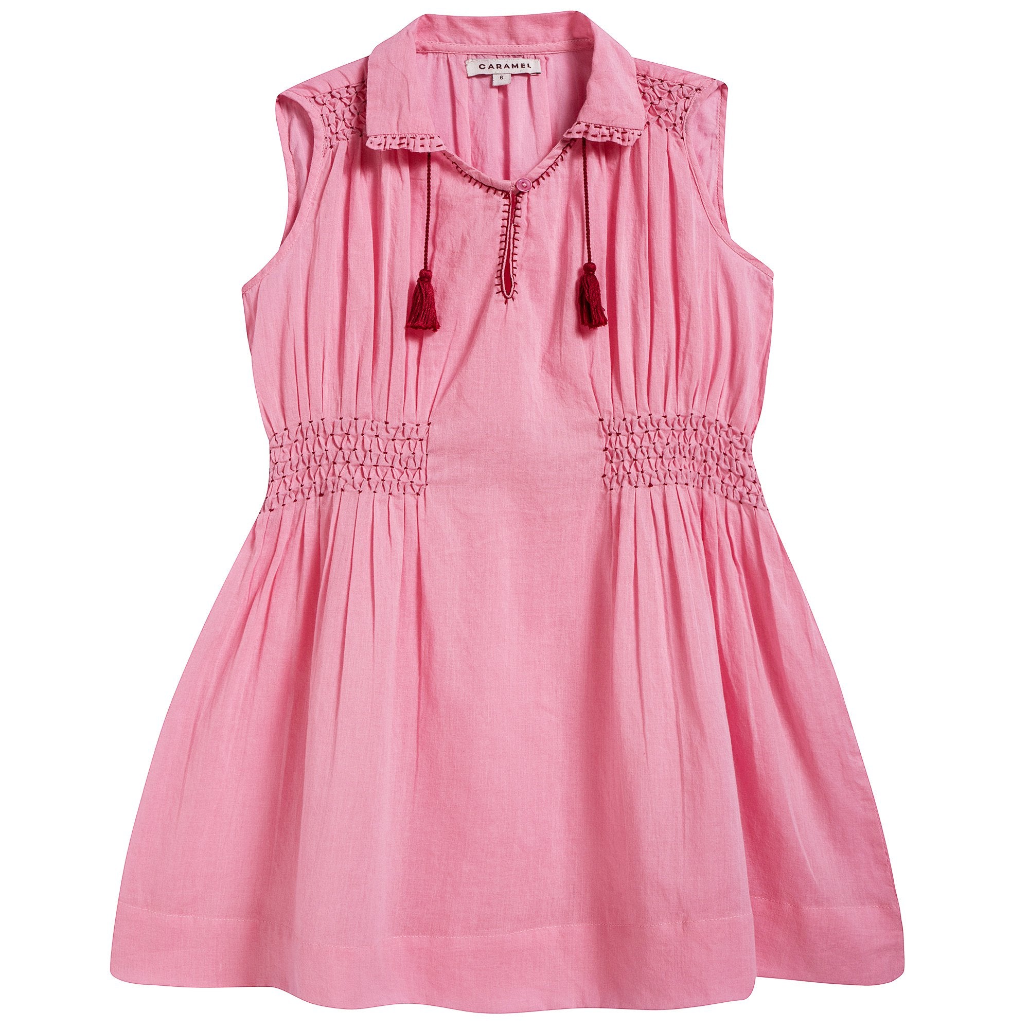 Girls Candy Pink Cotton Woven Dress