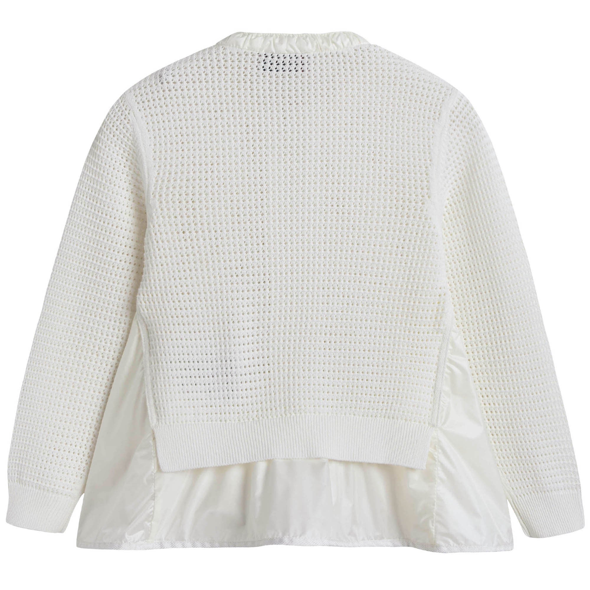 Girls White Knitted Cardigan With Flounces