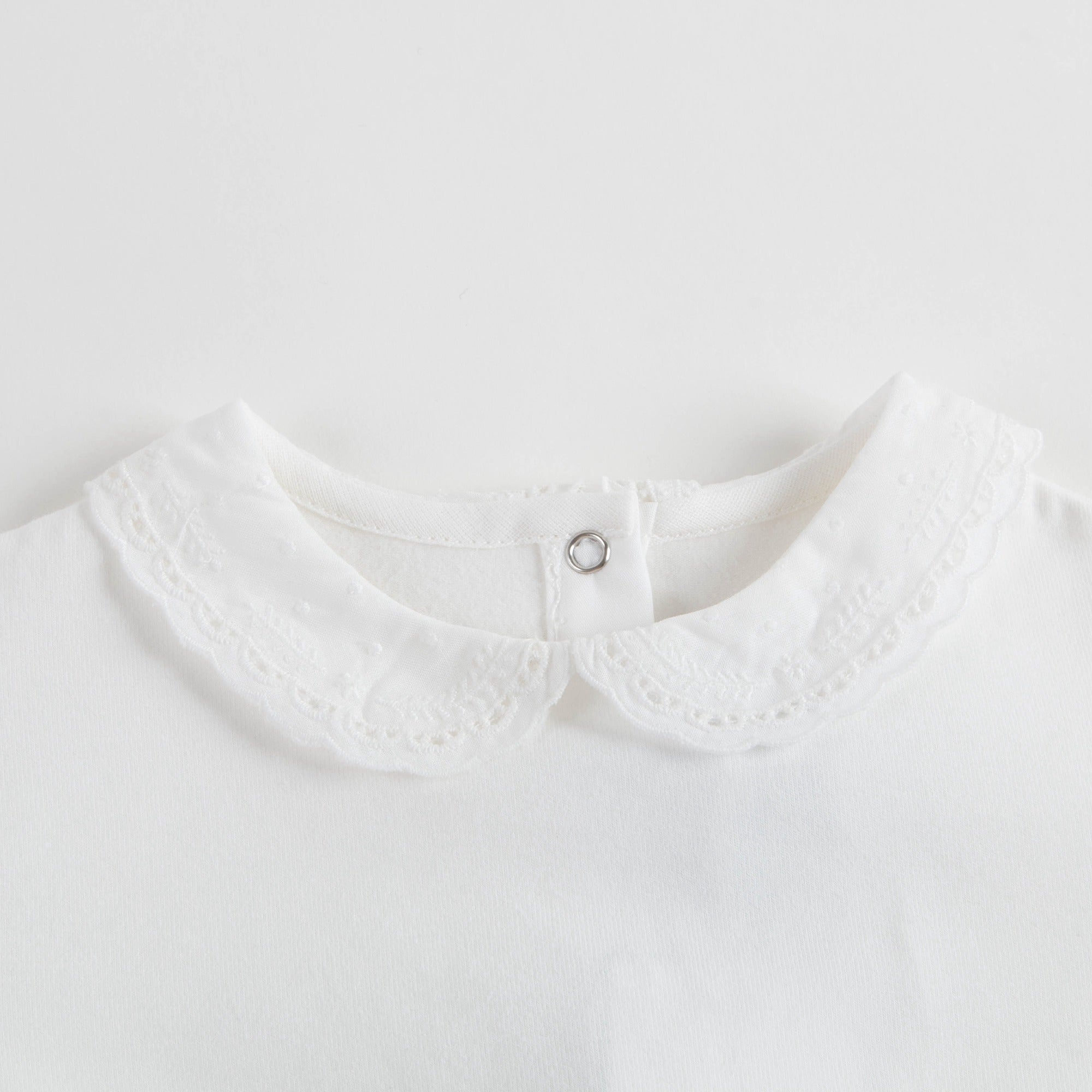 Baby Girls White Cotton Babysuit