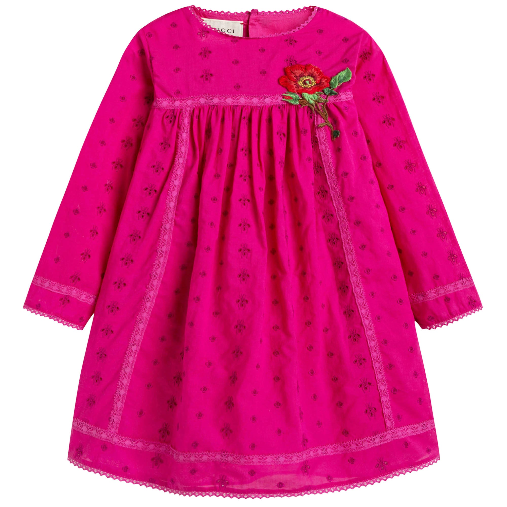 Baby Girls Dark Pink Dress With Flower