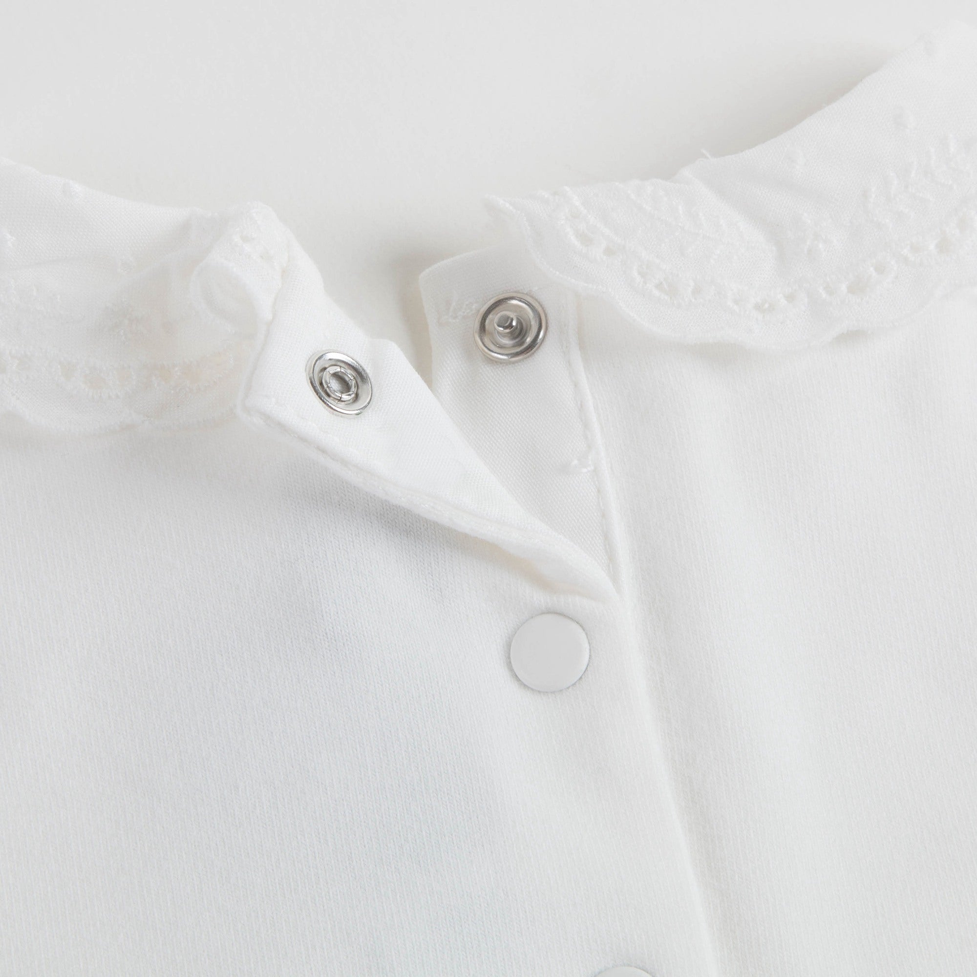 Baby Girls White Cotton Babysuit