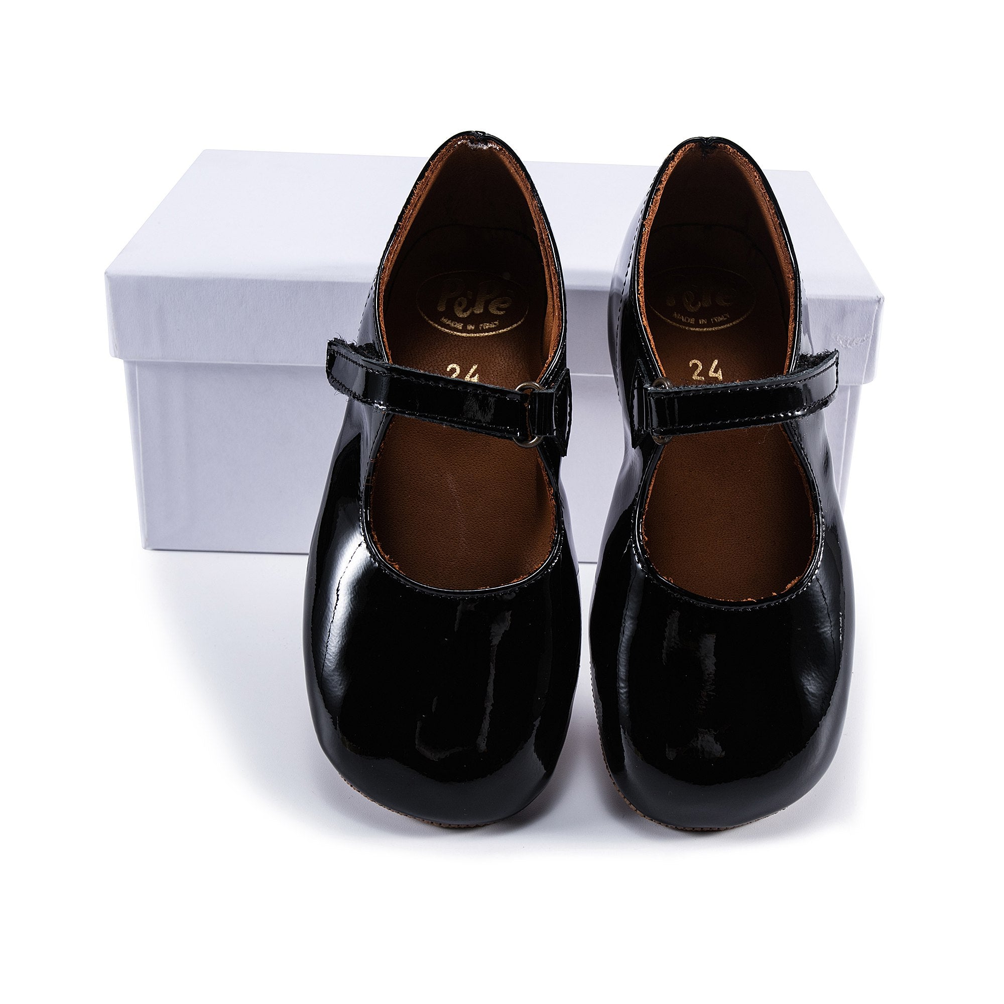 Girls Black Glossy Leather Shoes