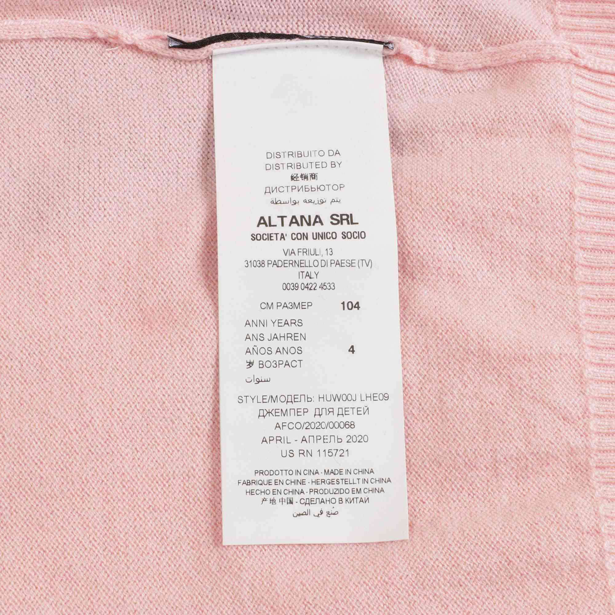 Girls Pink Teddy Bear Jumper
