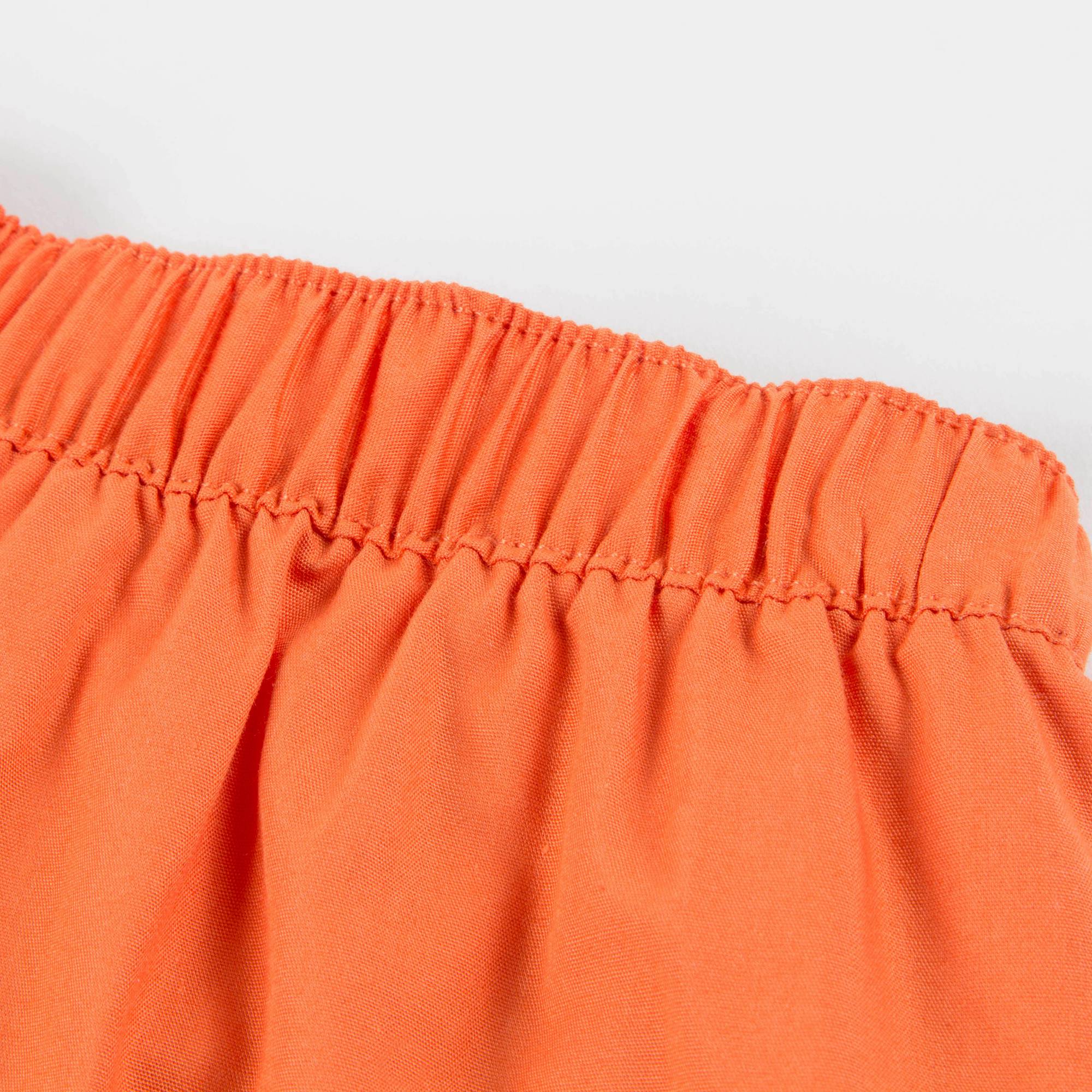 Girls Brick Cotton Solid Pleats Pant