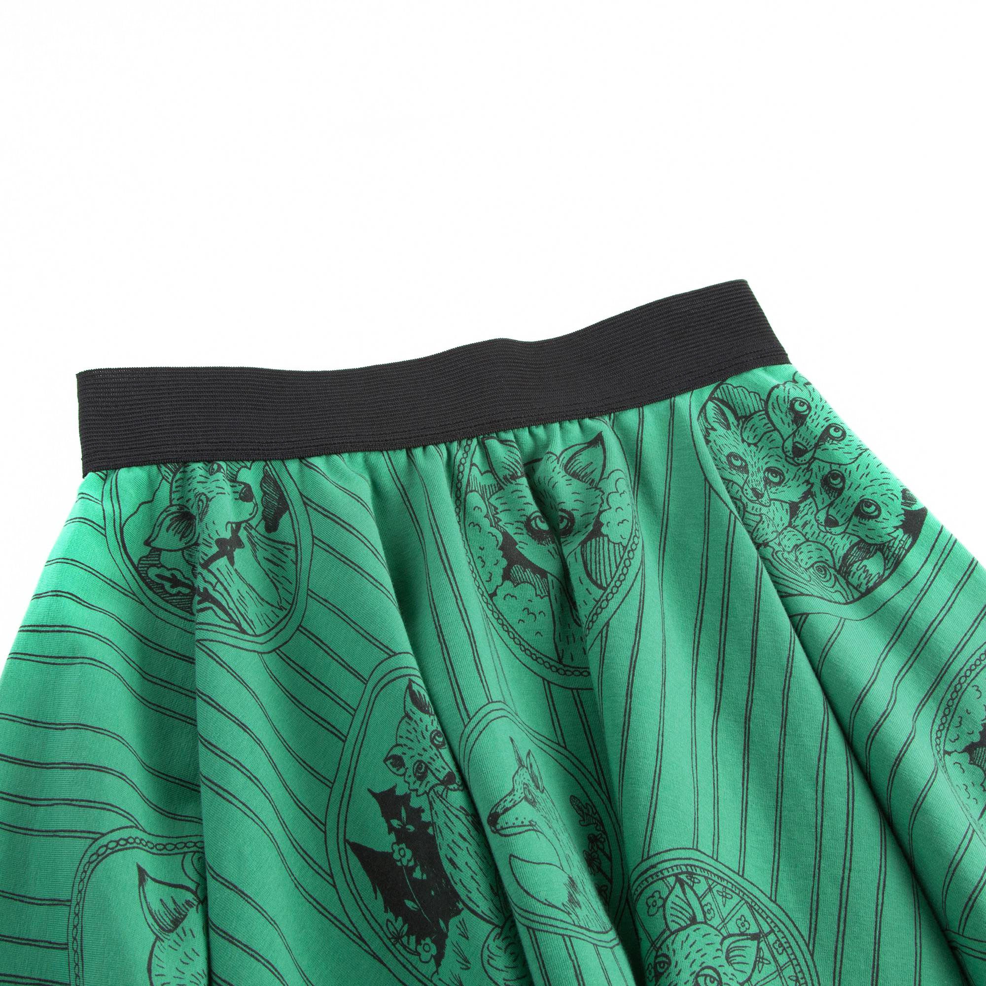 Girls Green Fox Family Skirt