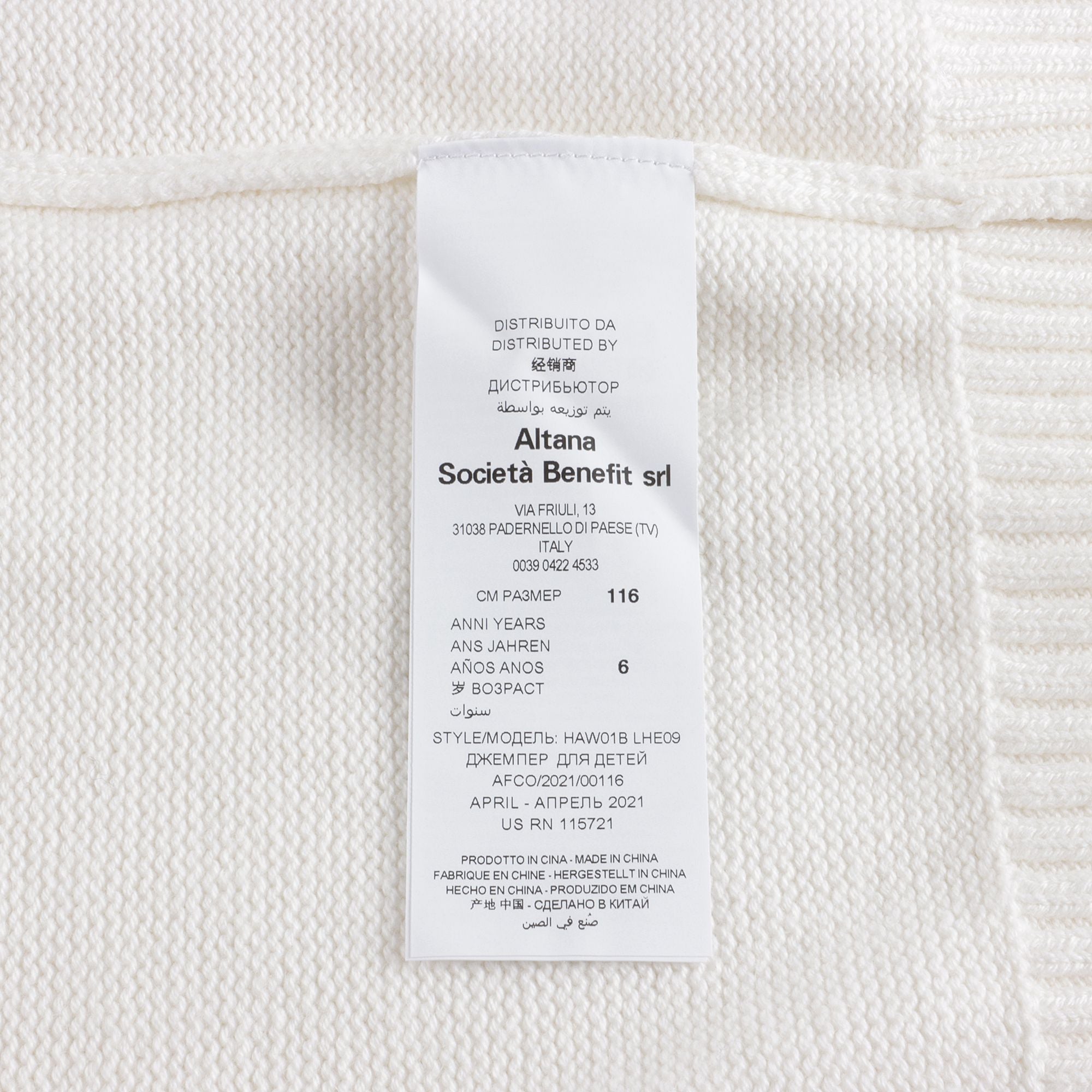 Girls White Logo Cotton Sweater