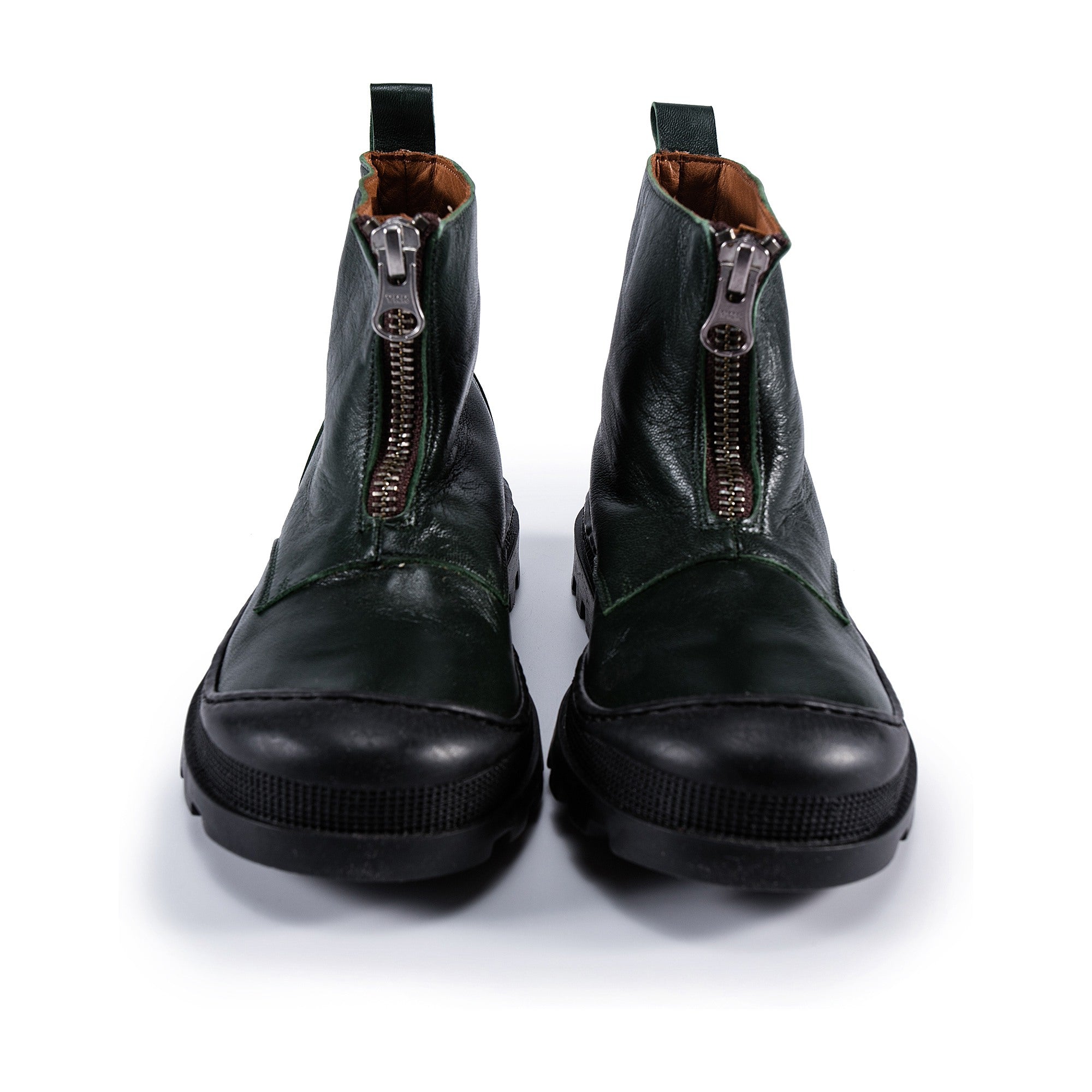Girls Dark Green Leather Boots