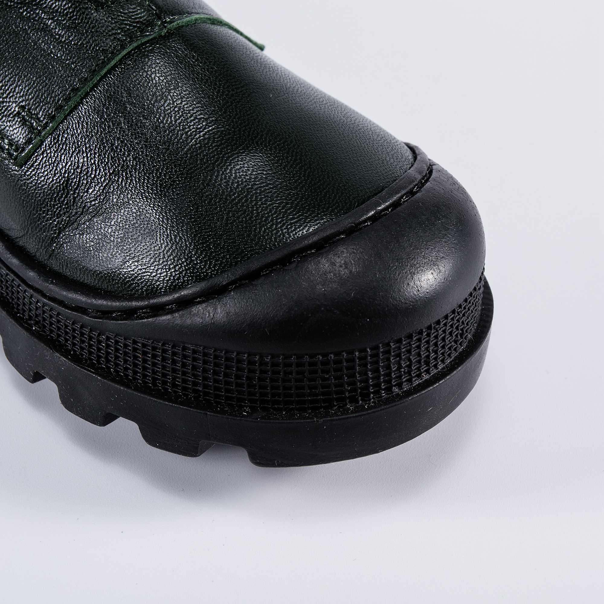 Girls Dark Green Leather Boots